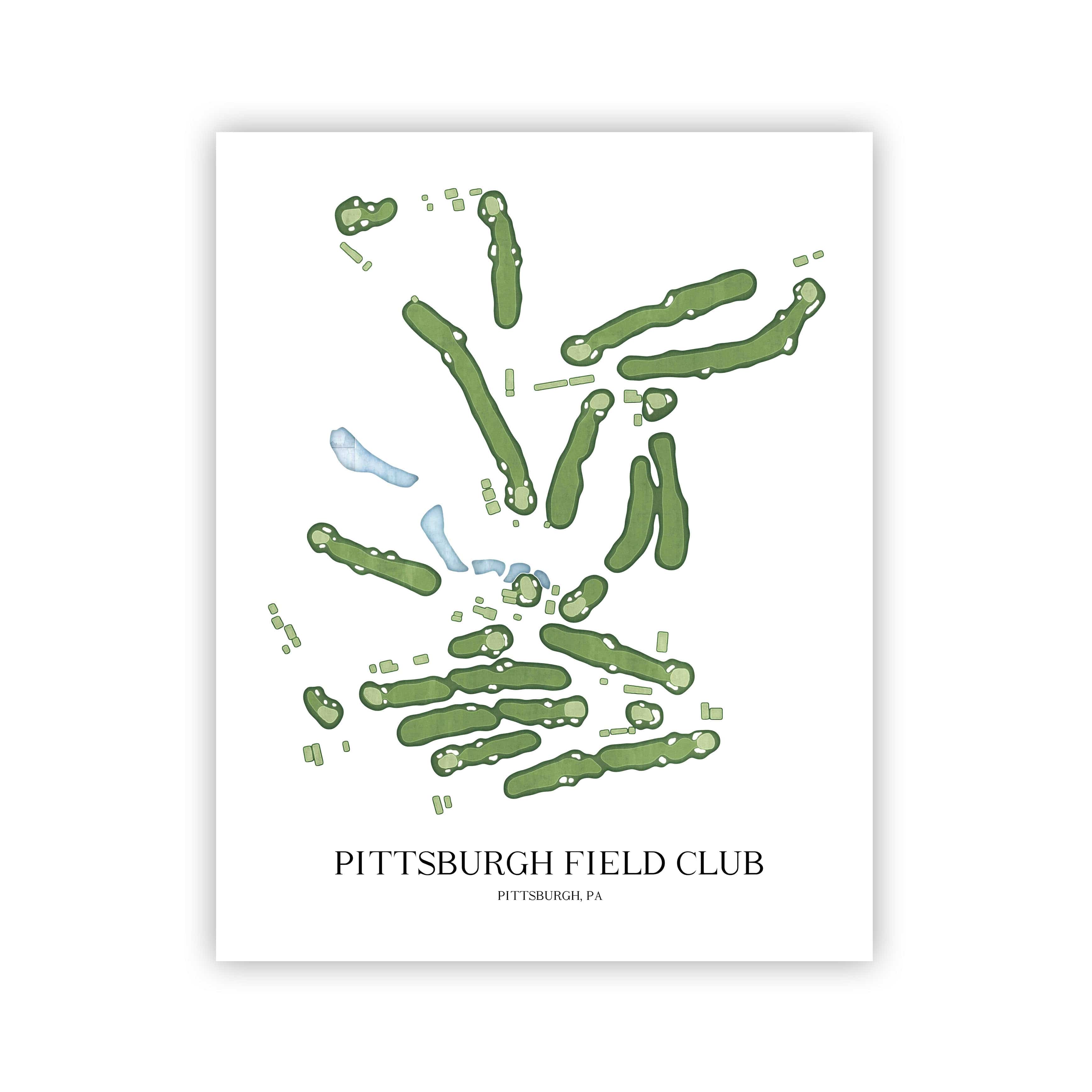 The 19th Hole Golf Shop - Golf Course Prints - Pittsburgh Field Club Golf Course Map Golf Map