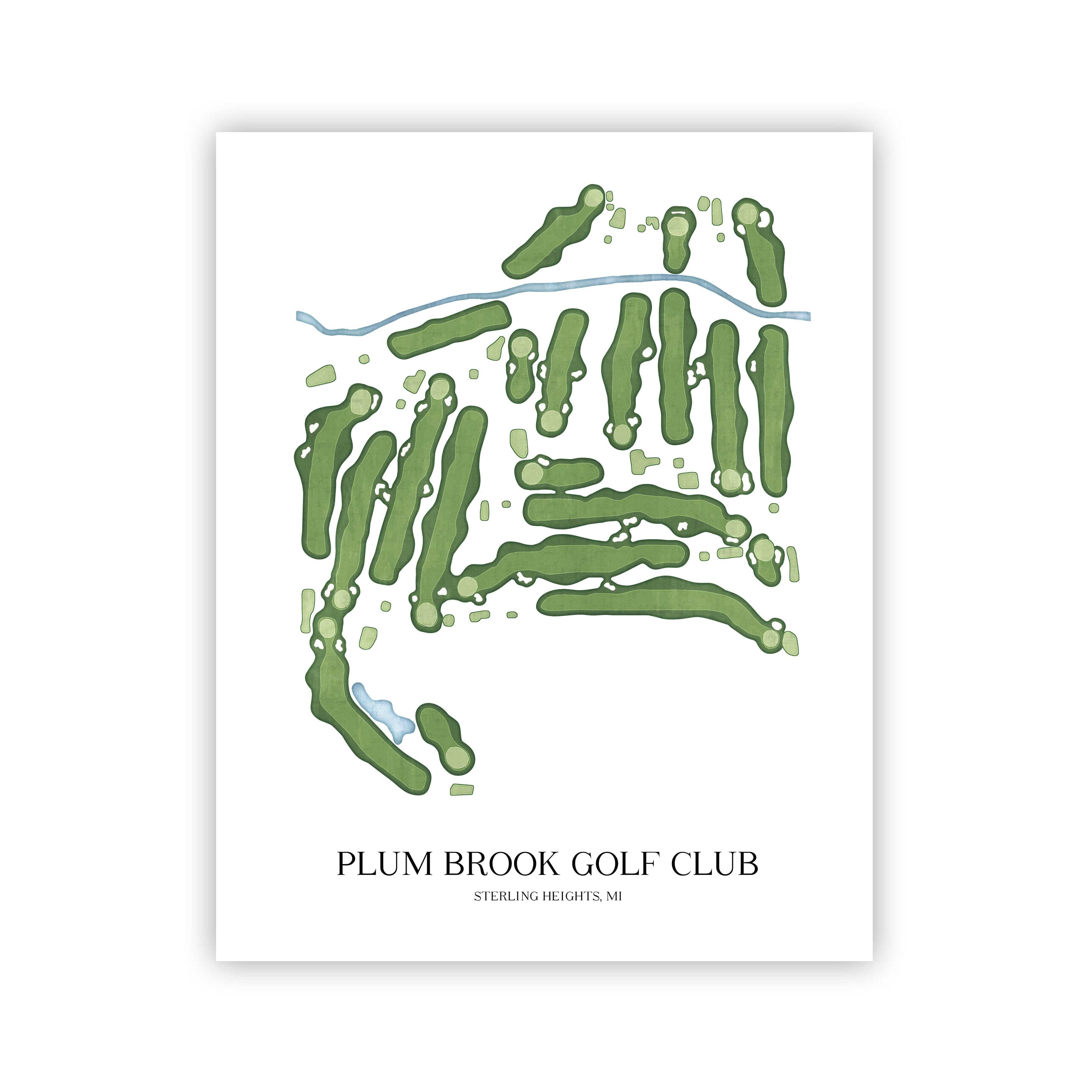 The 19th Hole Golf Shop - Golf Course Prints - Plum Brook Golf Club Golf Course Map Golf Map