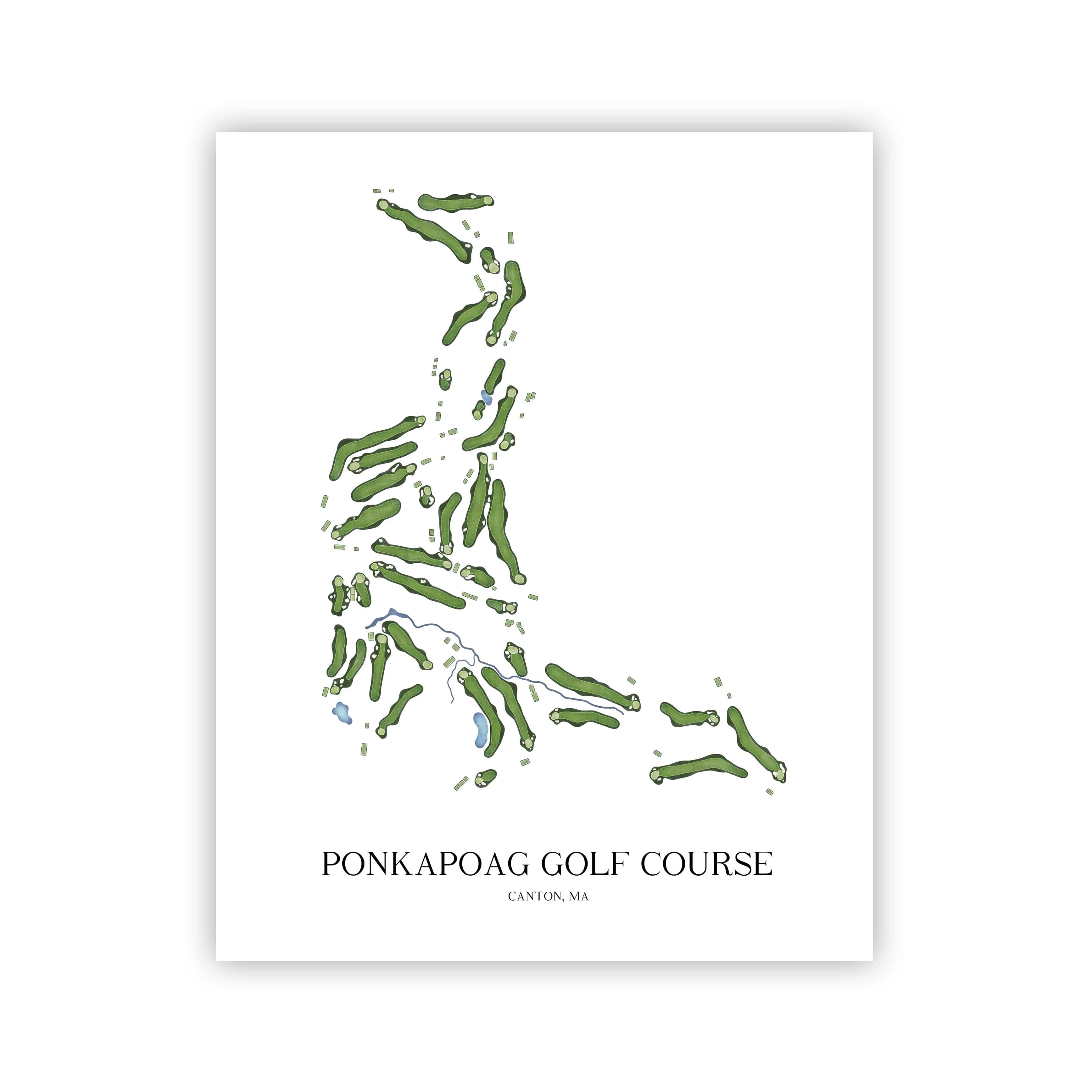 The 19th Hole Golf Shop - Golf Course Prints - Ponkapoag Golf Course Golf Course Map Golf Map