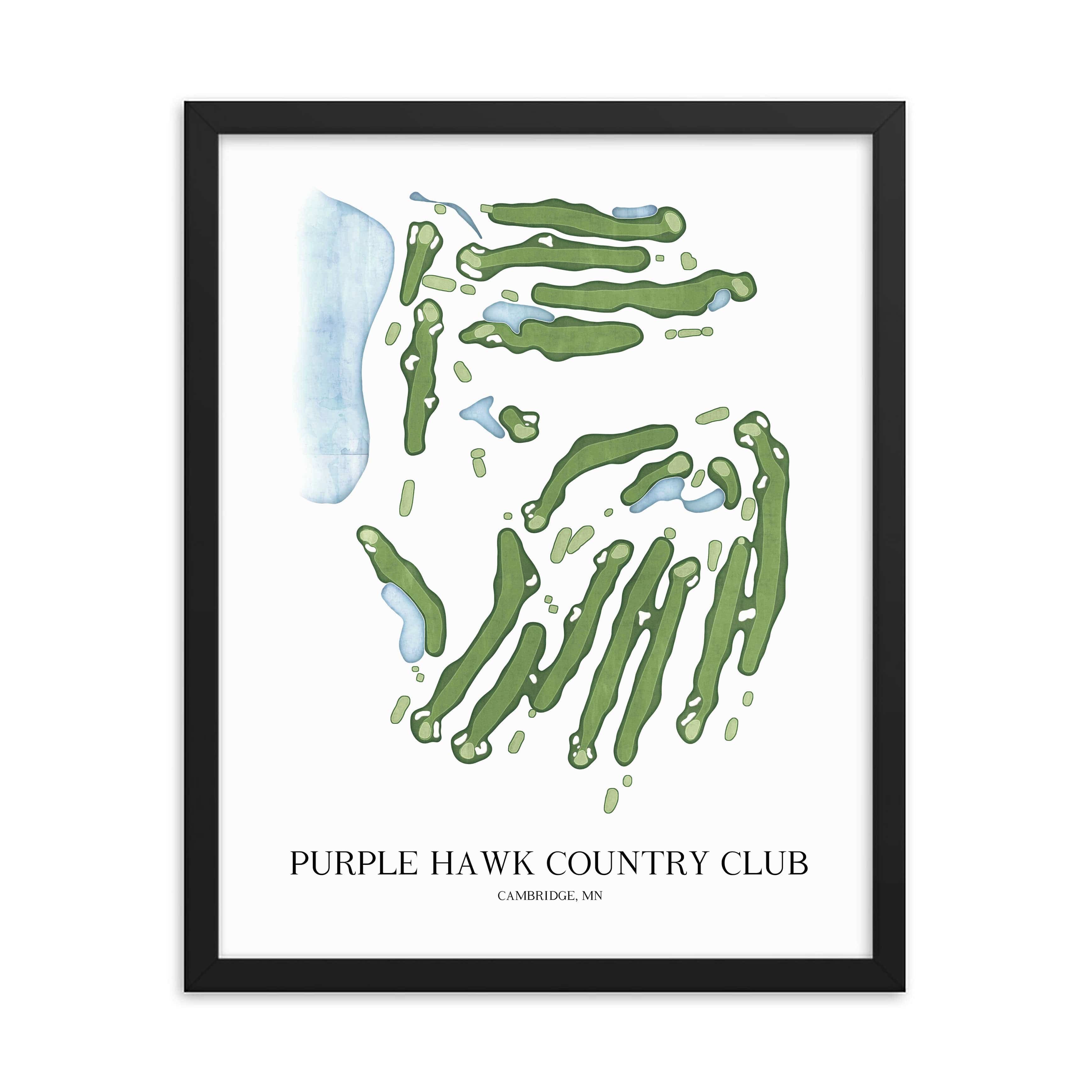 The 19th Hole Golf Shop - Golf Course Prints - Purple Hawk Country Club Golf Course Map Golf Map