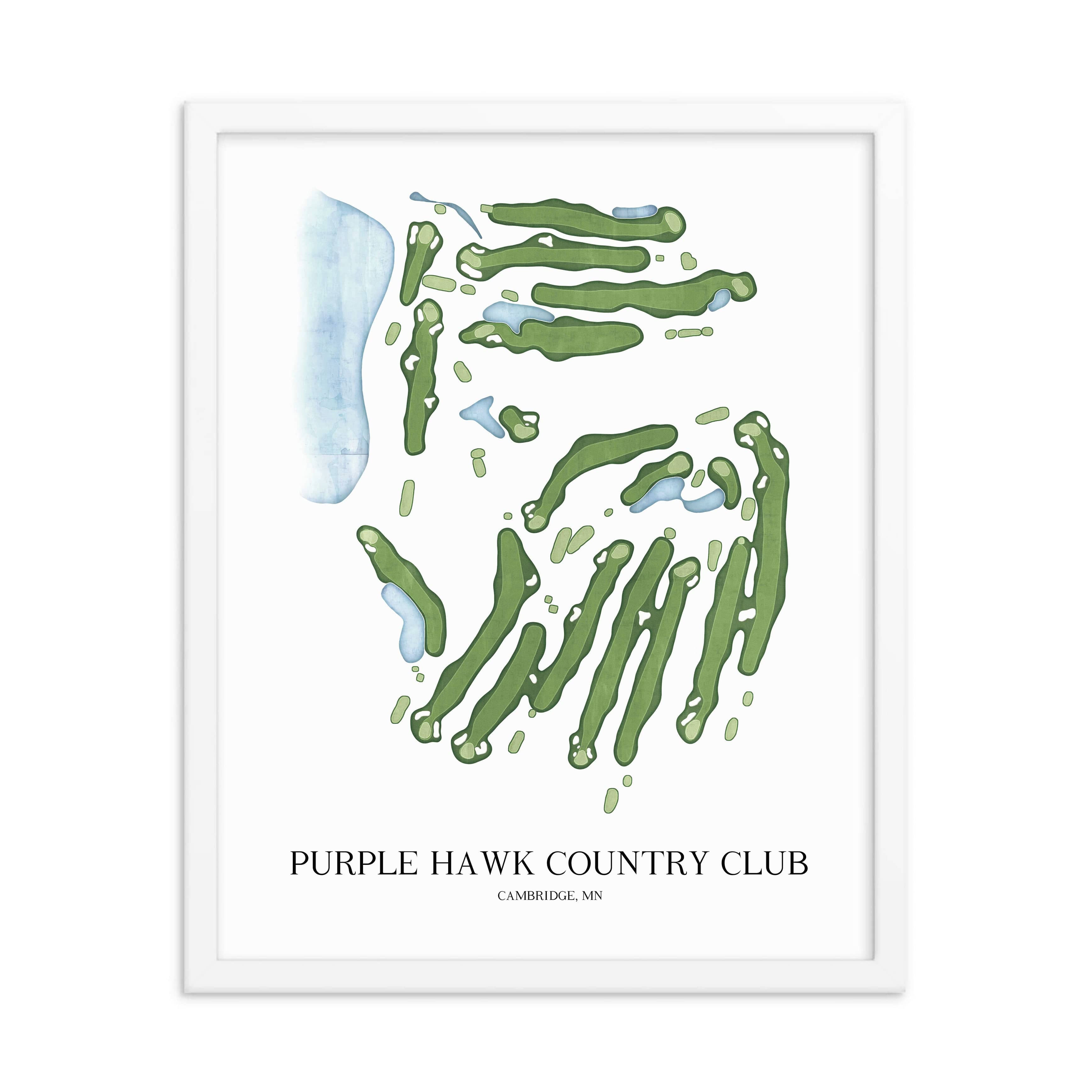 The 19th Hole Golf Shop - Golf Course Prints - Purple Hawk Country Club Golf Course Map Golf Map
