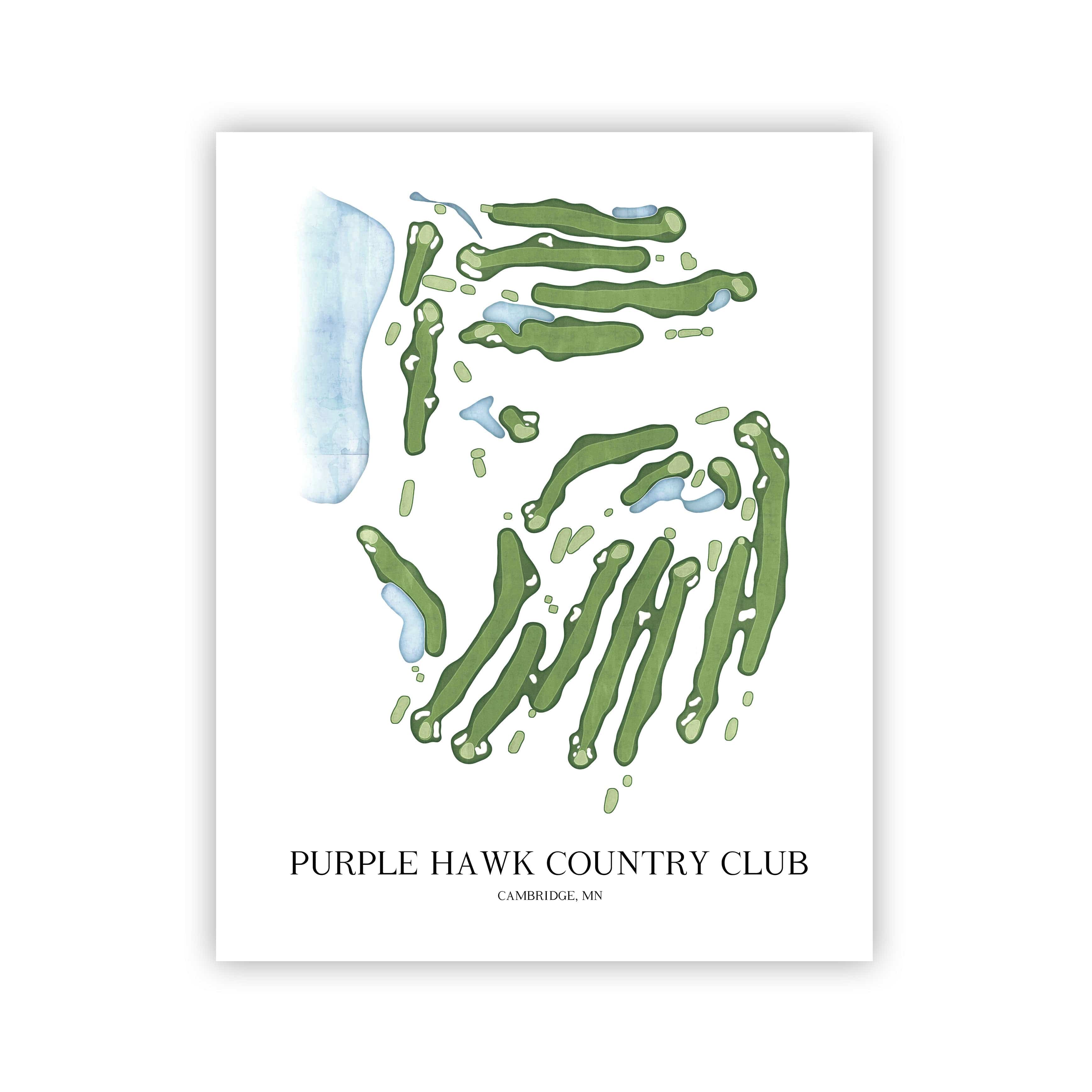 The 19th Hole Golf Shop - Golf Course Prints - Purple Hawk Country Club Golf Course Map Golf Map
