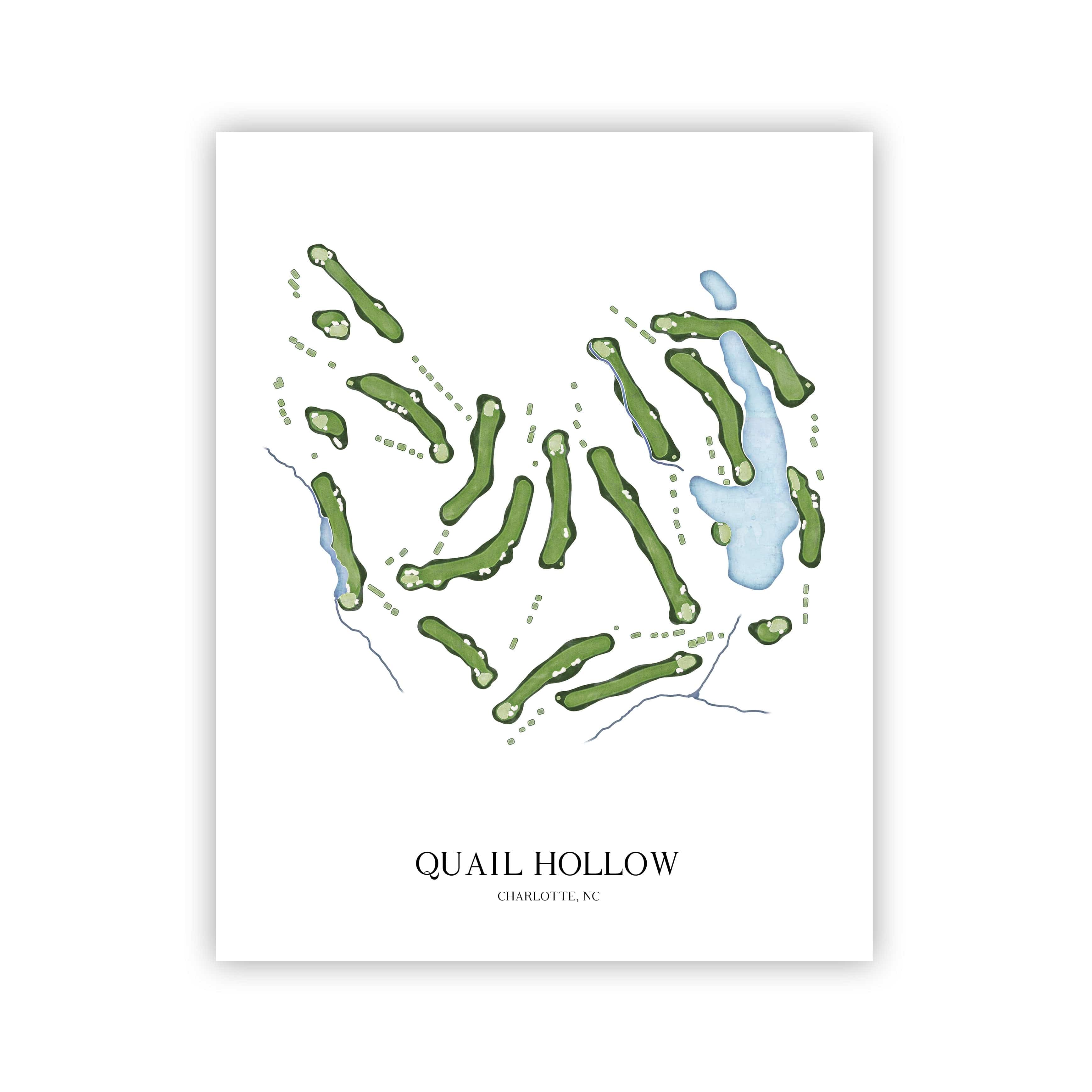 The 19th Hole Golf Shop - Golf Course Prints - Quail Hollow Golf Course Map Golf Map
