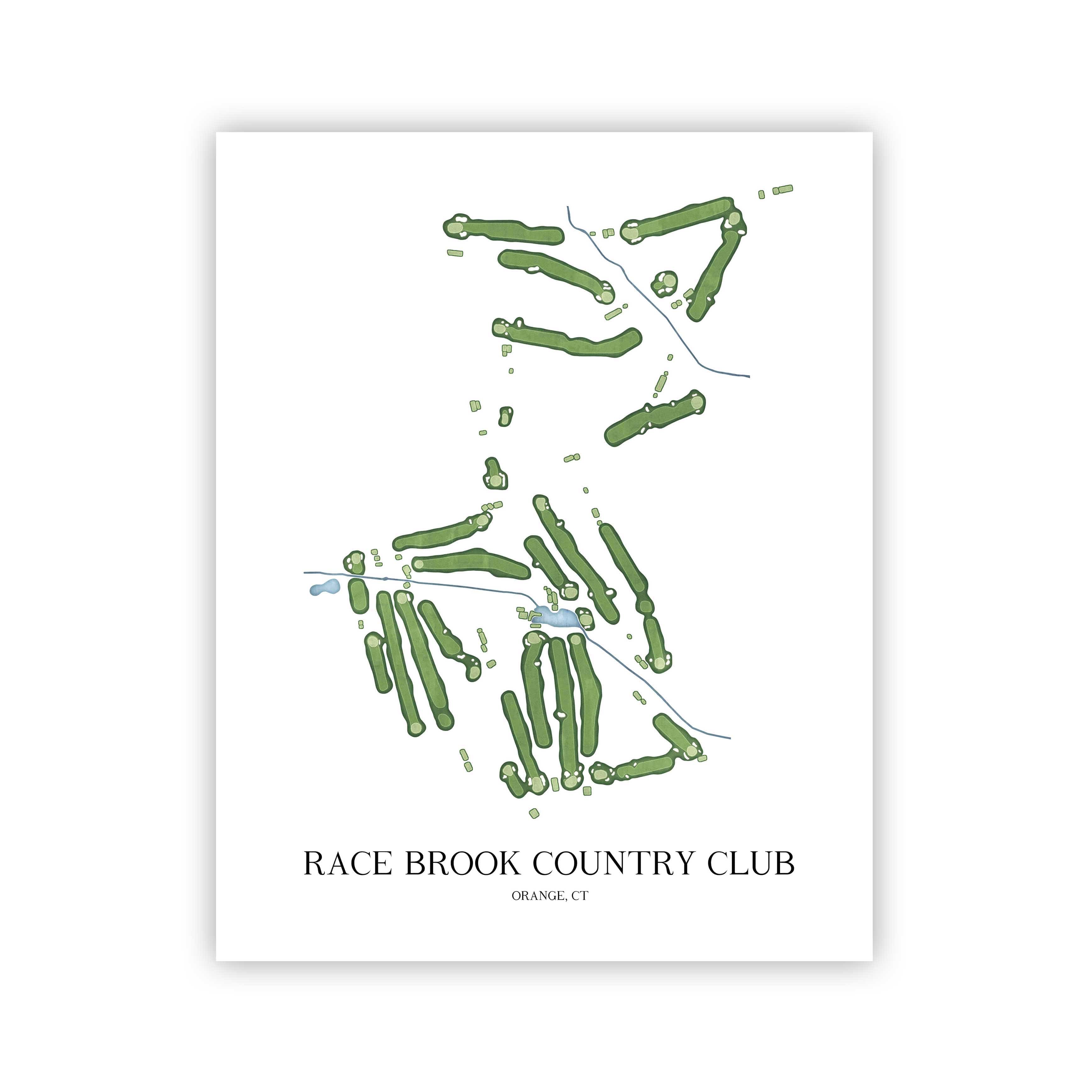 The 19th Hole Golf Shop - Golf Course Prints - Race Brook Country Club Golf Course Map Golf Map