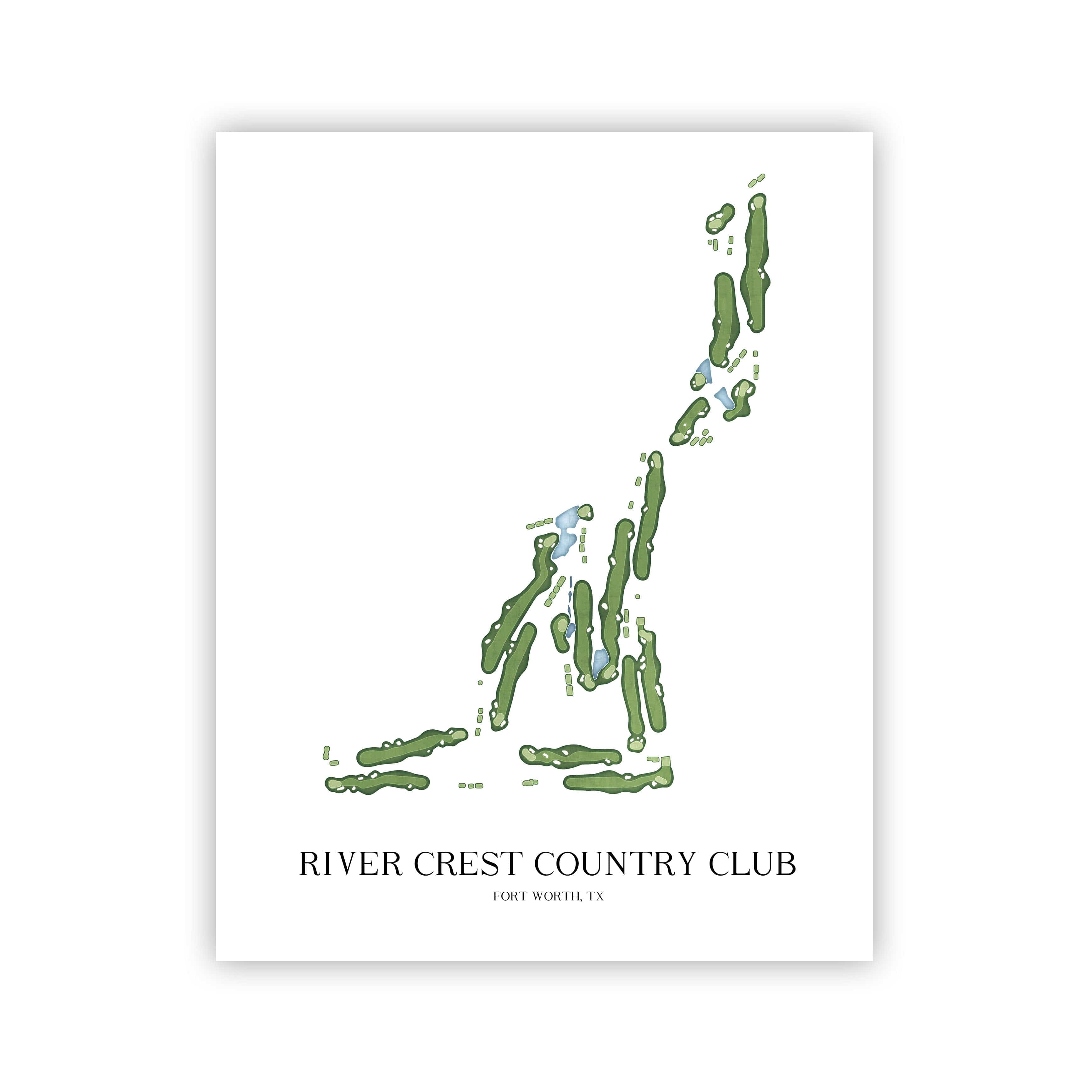 The 19th Hole Golf Shop - Golf Course Prints - River Crest Country Club Golf Course Map Golf Map