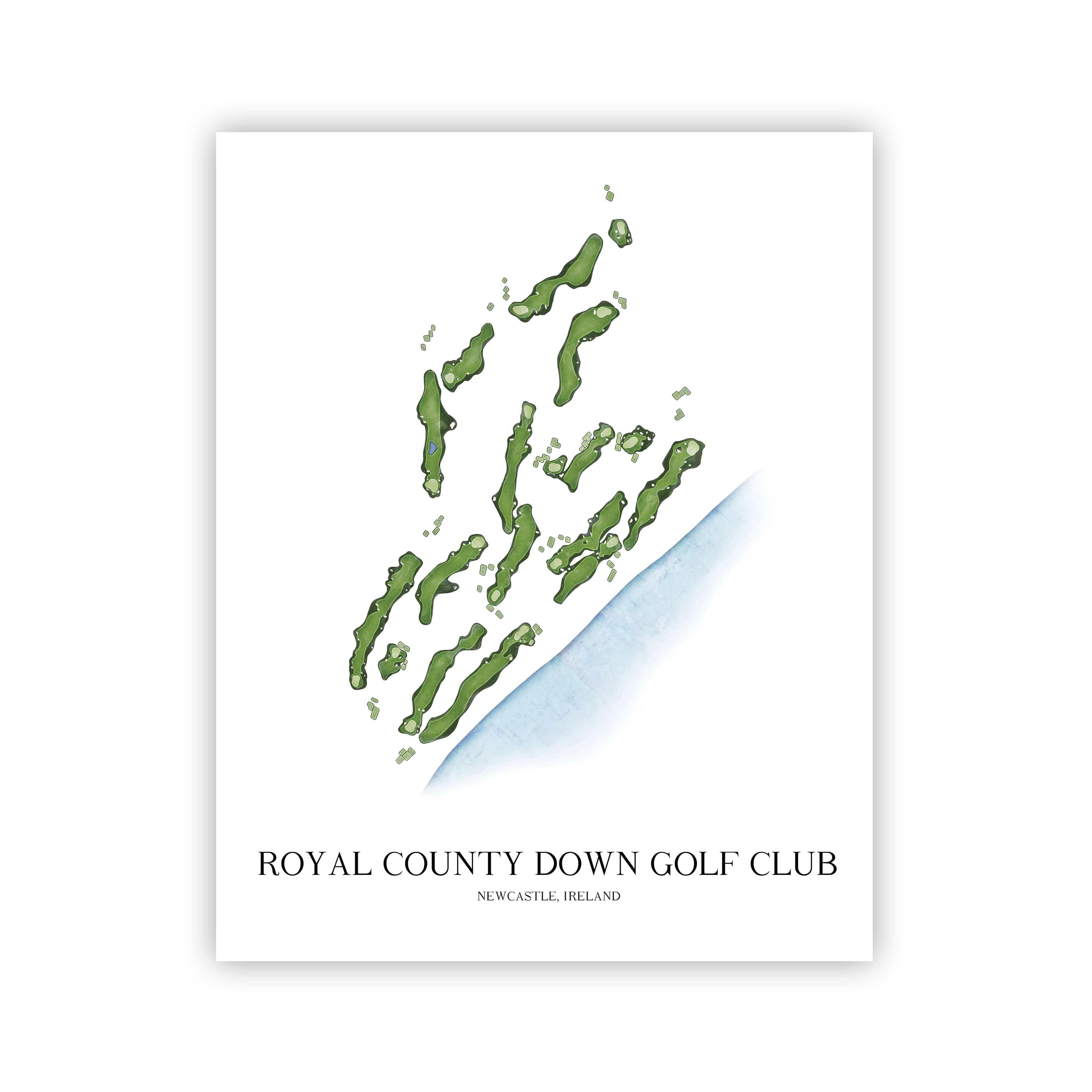 The 19th Hole Golf Shop - Golf Course Prints - Royal County Down Golf Club Golf Course Map Golf Map