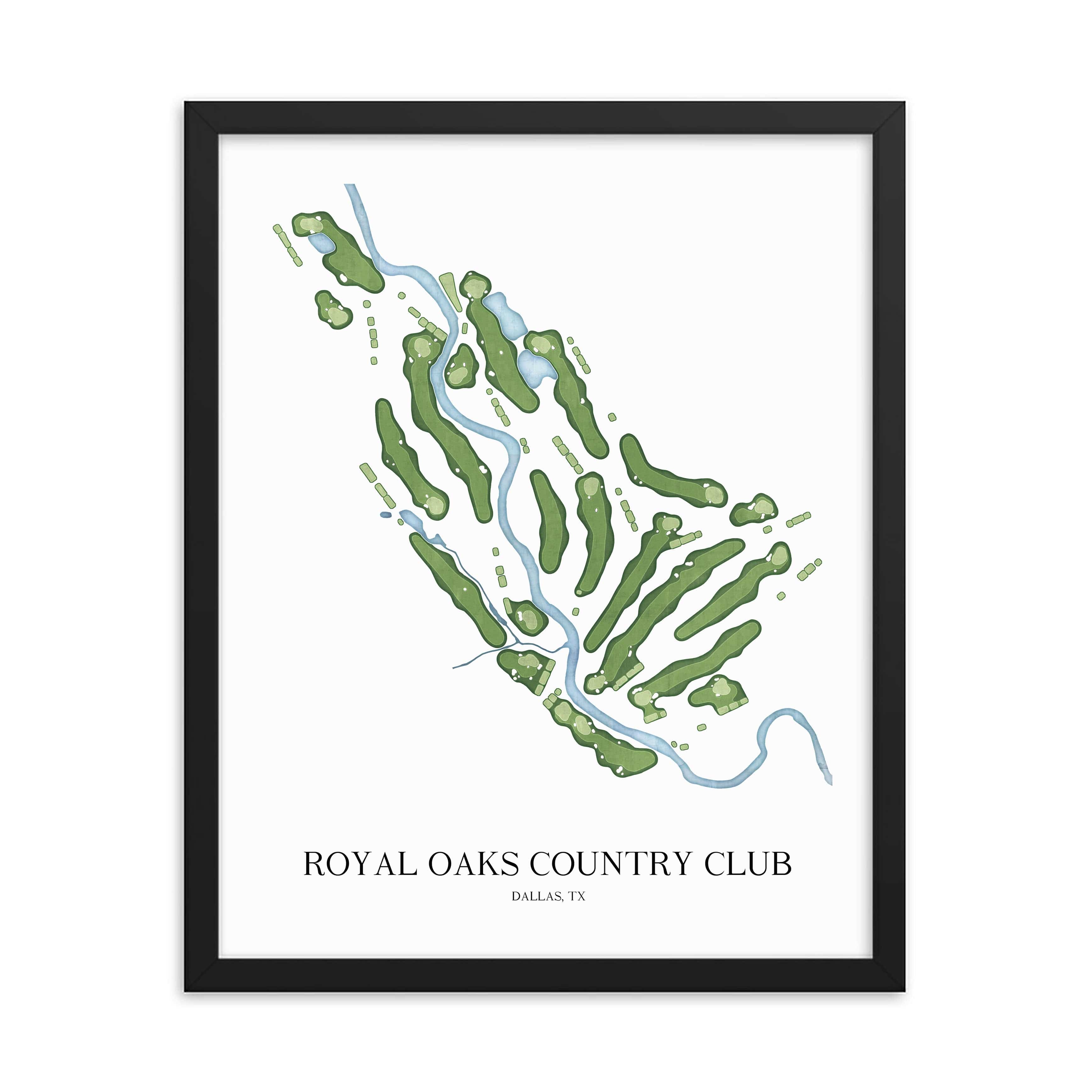 The 19th Hole Golf Shop - Golf Course Prints - Royal Oaks Country Club Golf Course Map Golf Map