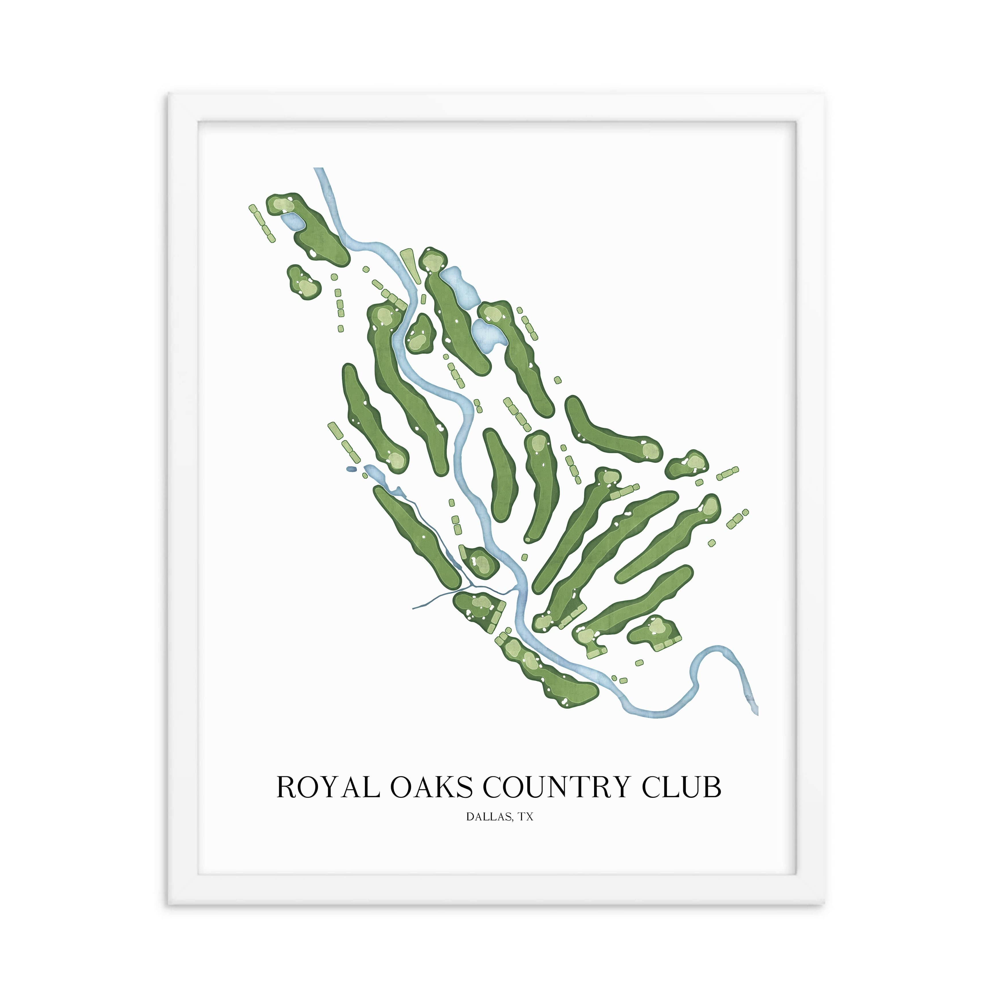 The 19th Hole Golf Shop - Golf Course Prints - Royal Oaks Country Club Golf Course Map Golf Map