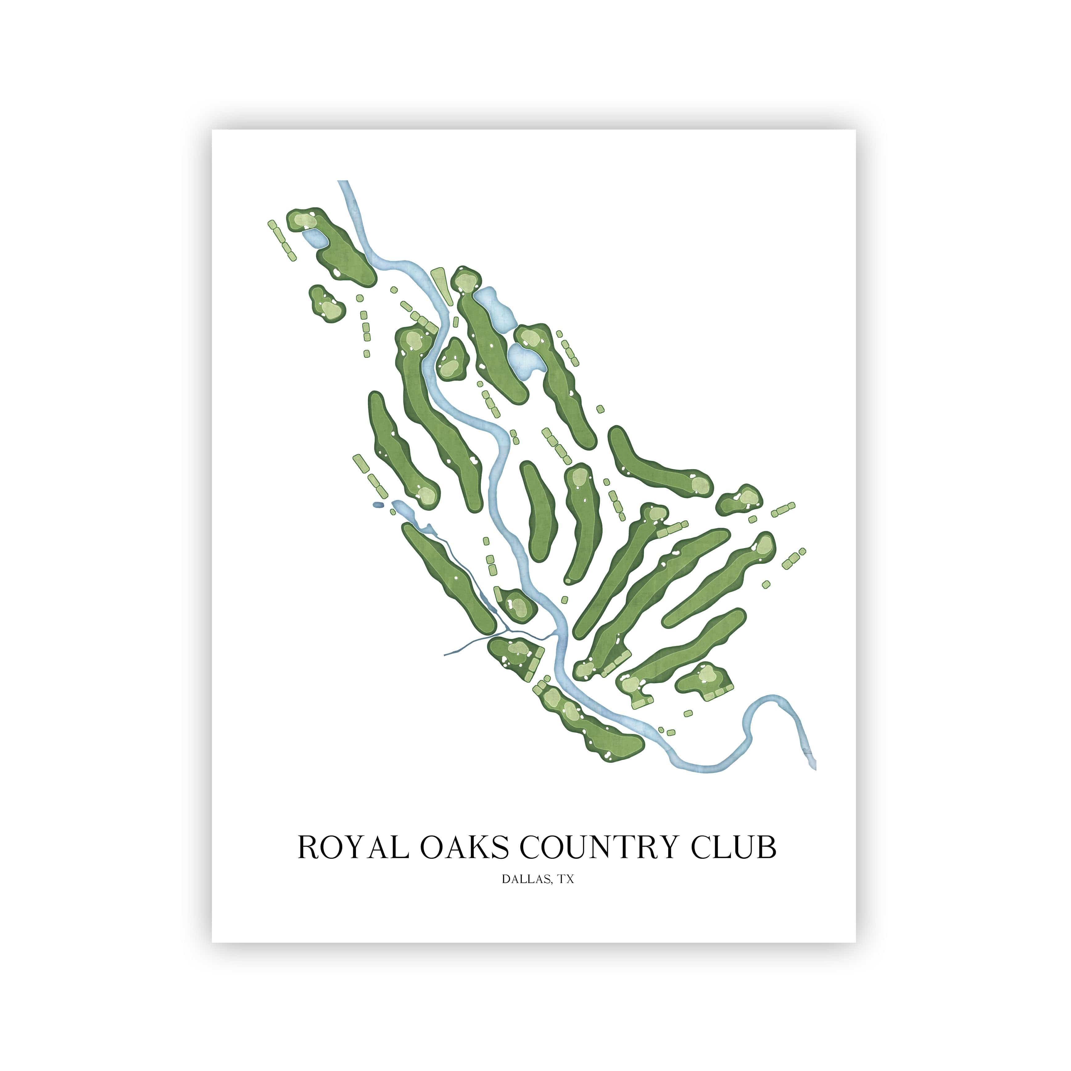 The 19th Hole Golf Shop - Golf Course Prints - Royal Oaks Country Club Golf Course Map Golf Map