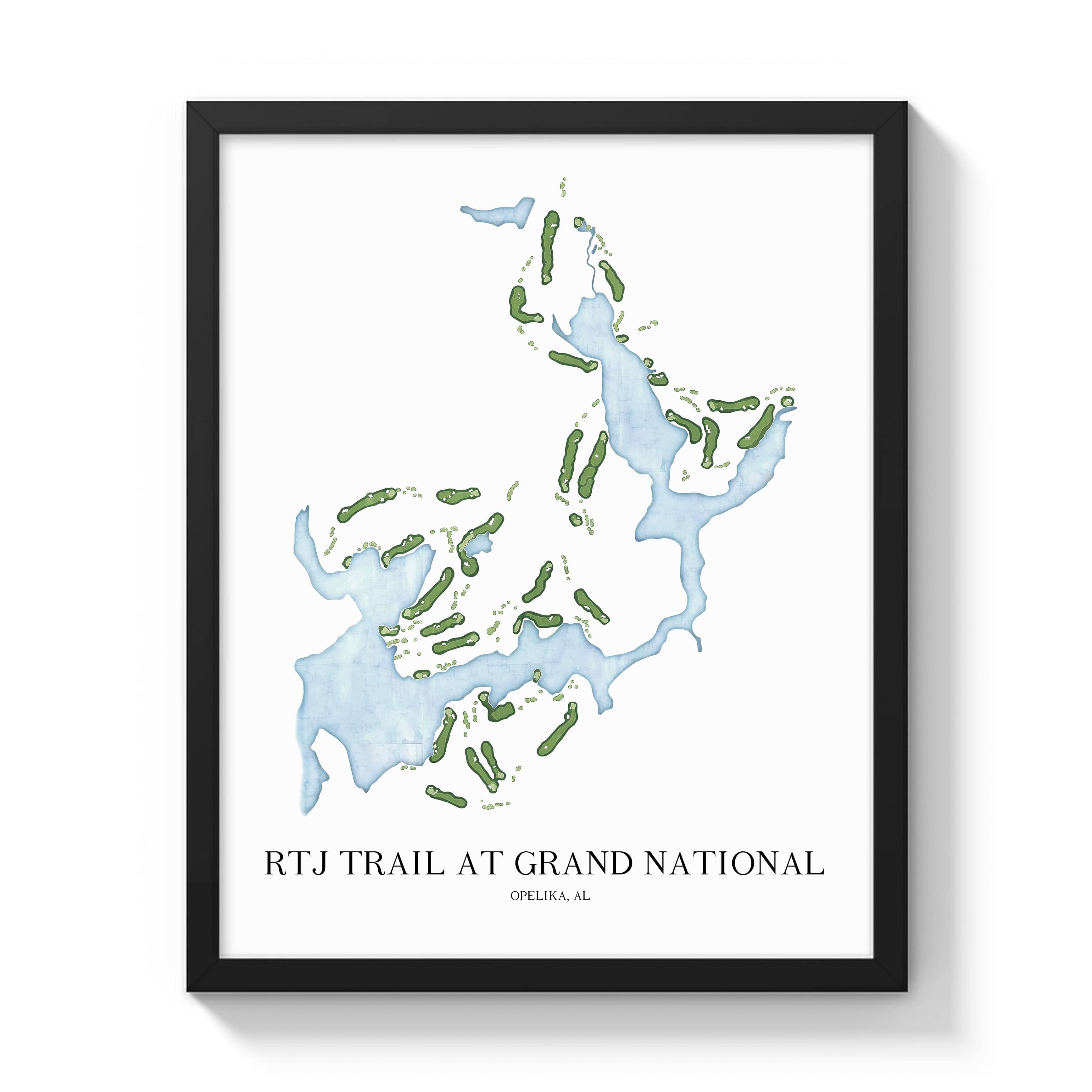 The 19th Hole Golf Shop - Golf Course Prints - RTJ Trail at Grand National Golf Course Map Golf Map