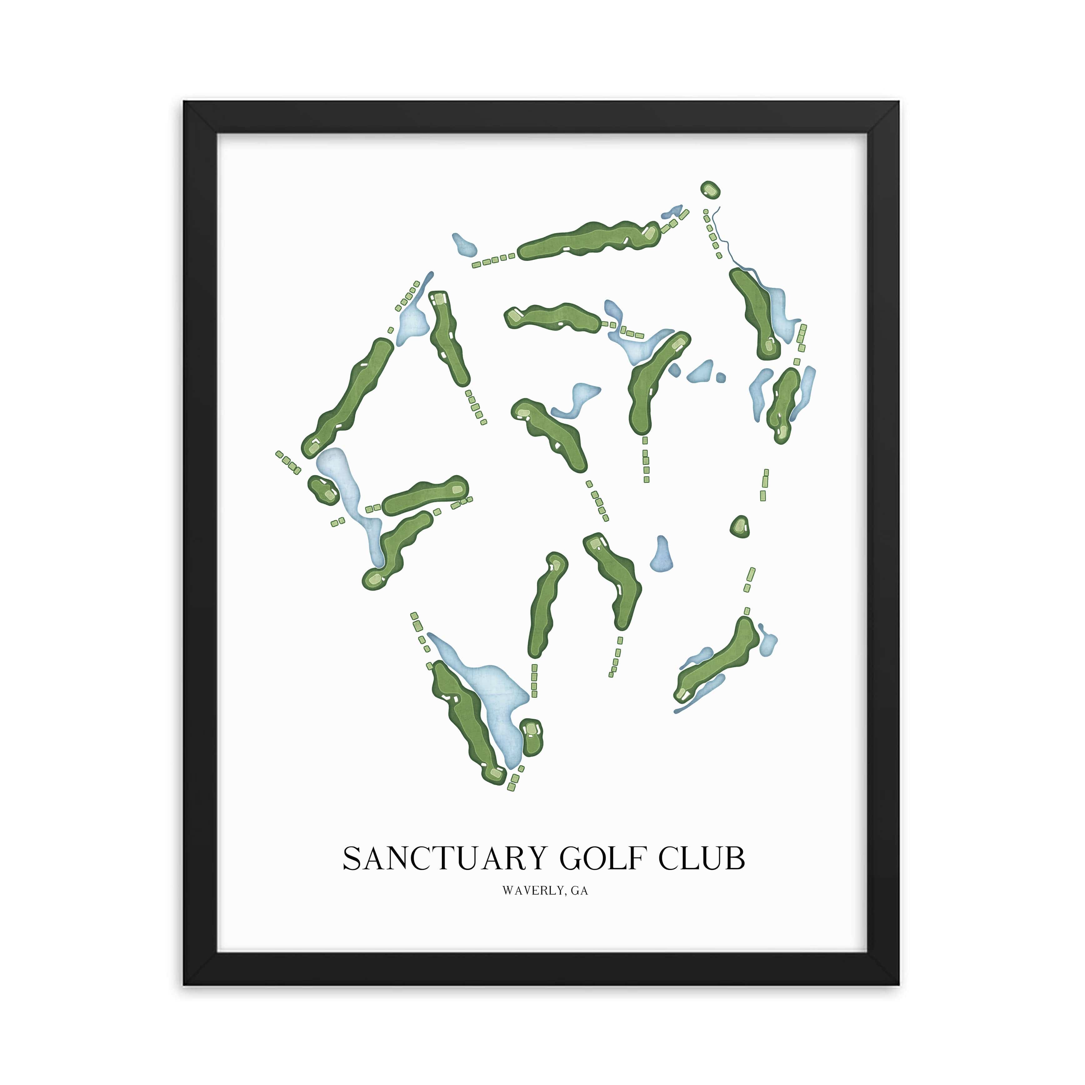 The 19th Hole Golf Shop - Golf Course Prints - Sanctuary Golf Club Golf Course Map Golf Map