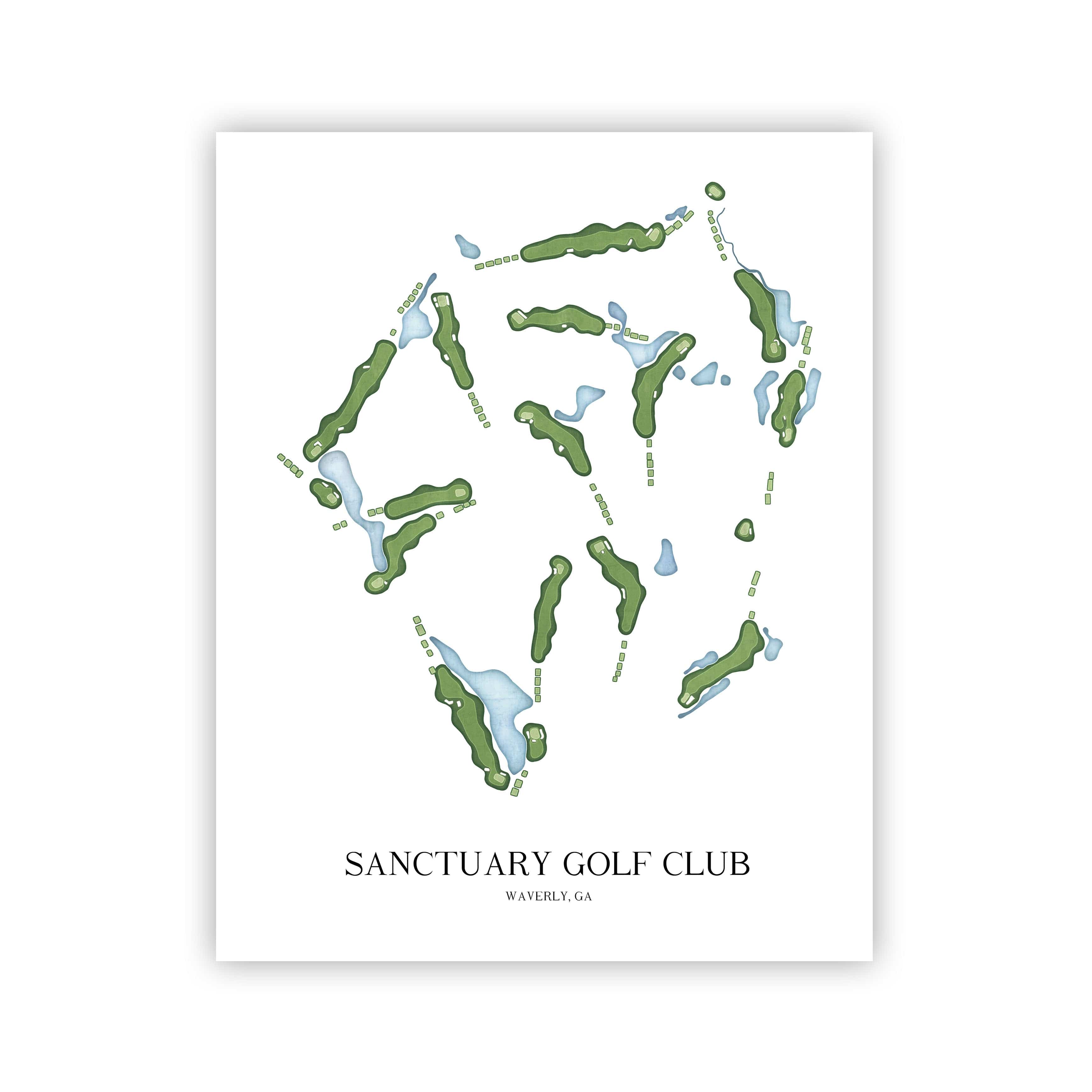 The 19th Hole Golf Shop - Golf Course Prints - Sanctuary Golf Club Golf Course Map Golf Map