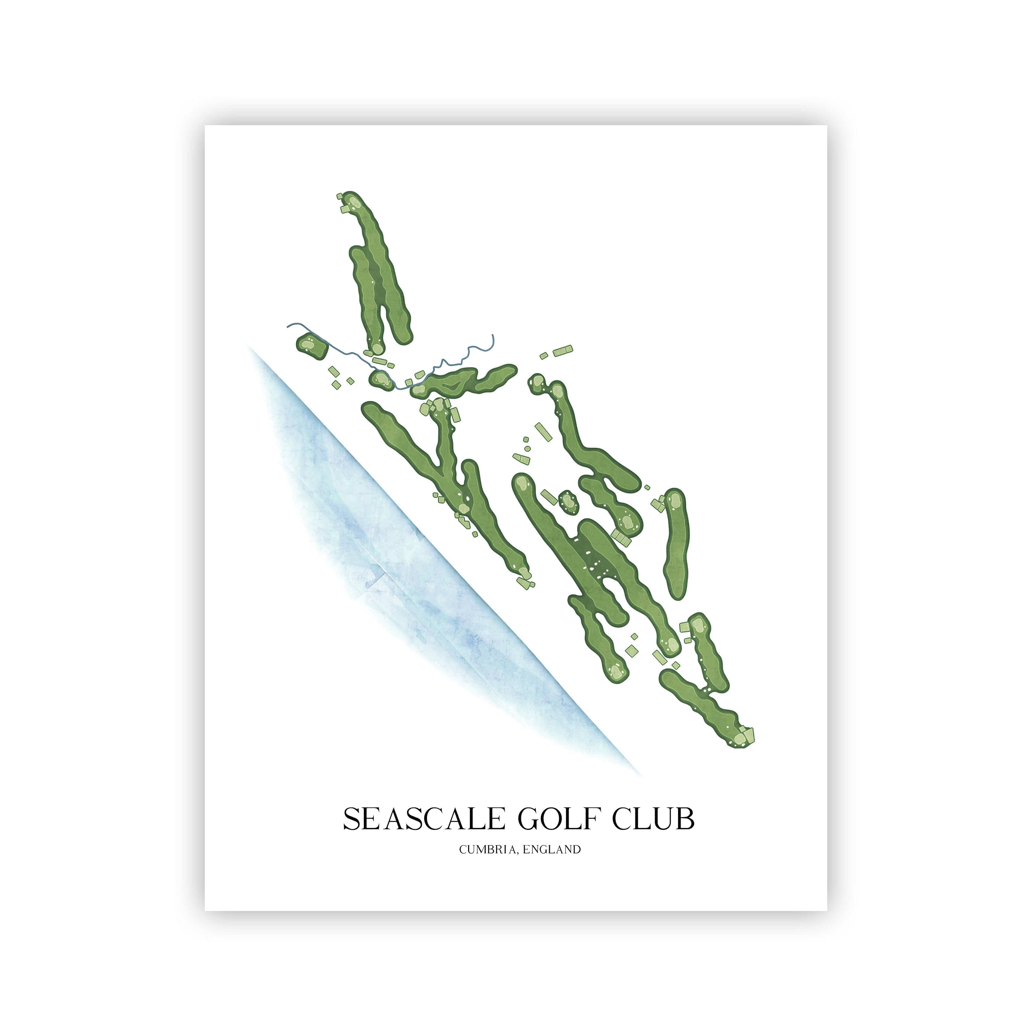 The 19th Hole Golf Shop - Golf Course Prints - Seascale Golf Club Golf Course Map Golf Map