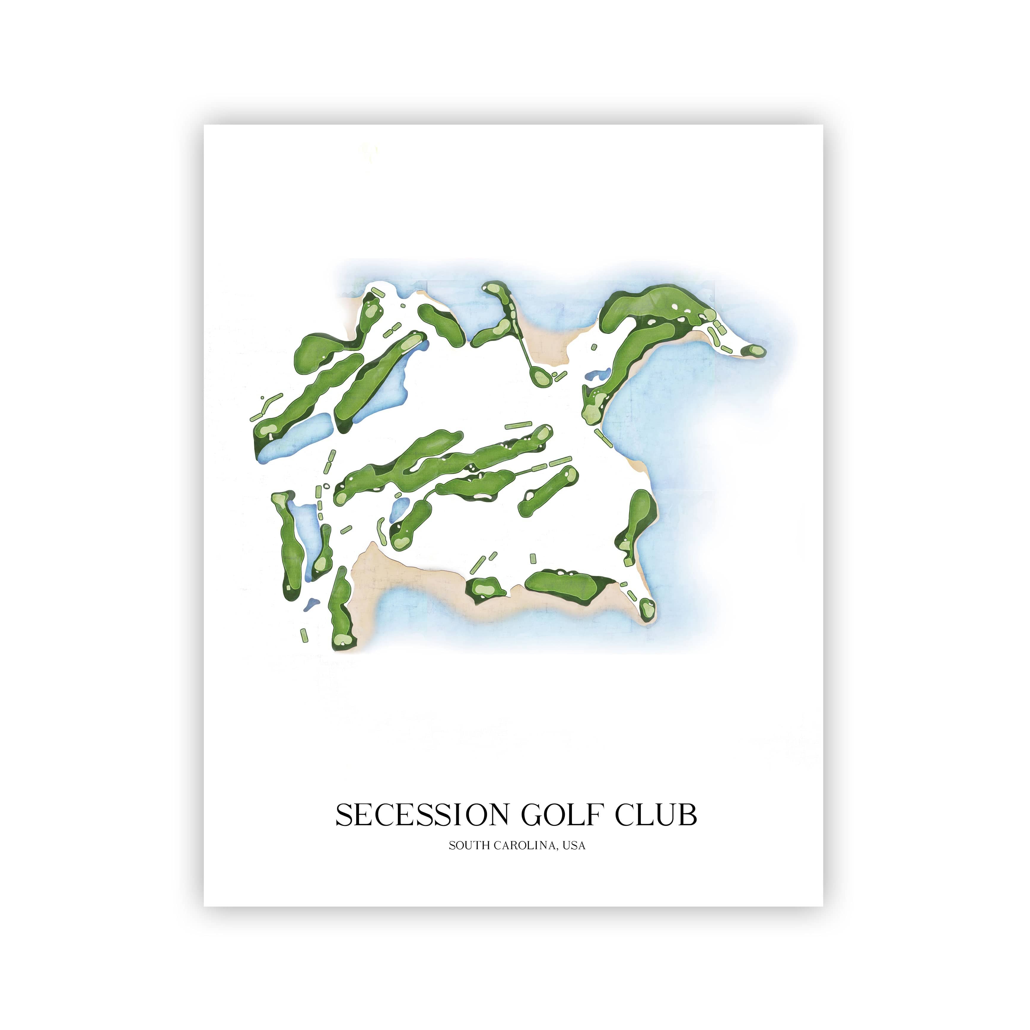 The 19th Hole Golf Shop - Golf Course Prints - Secession Golf Club Golf Course Map Golf Map