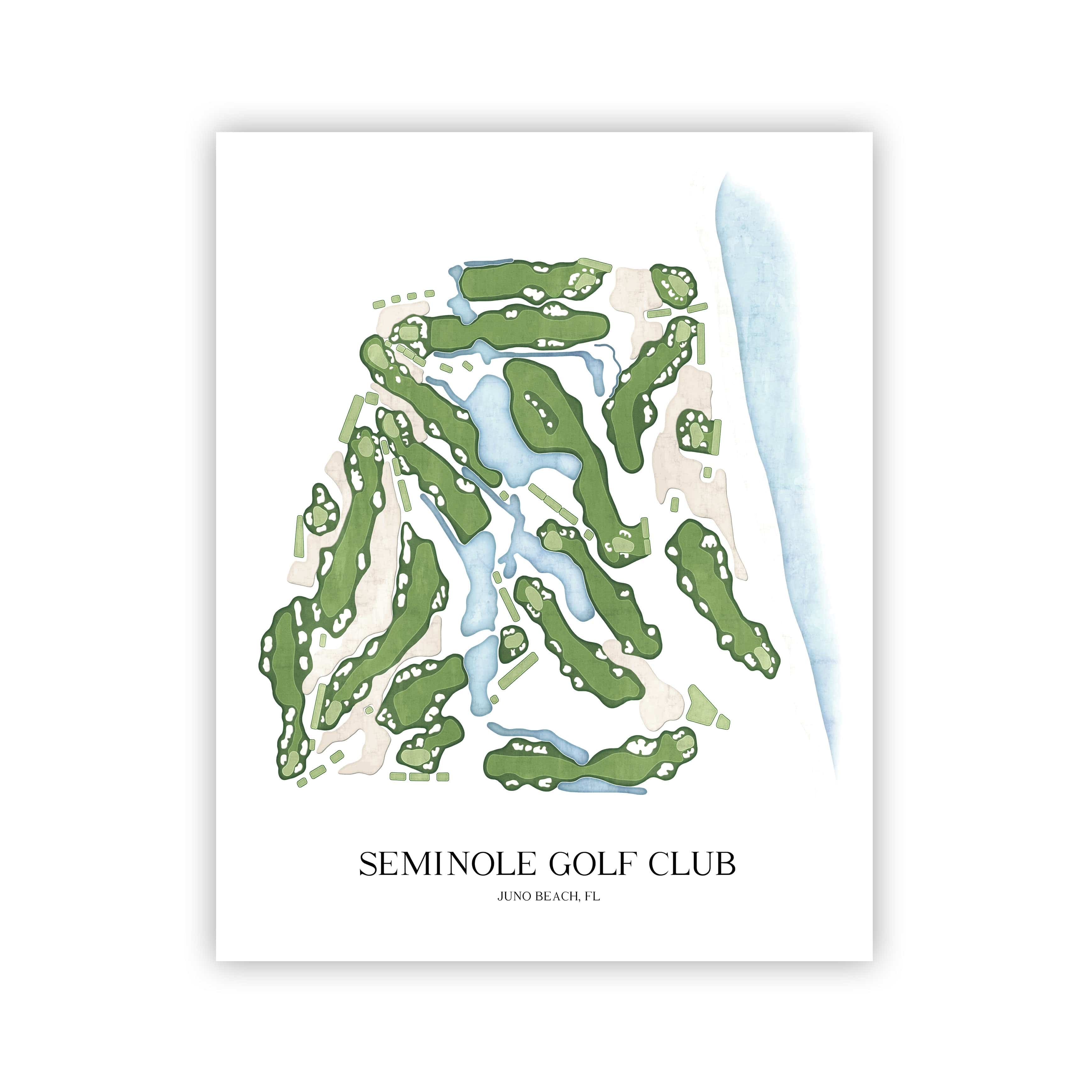 The 19th Hole Golf Shop - Golf Course Prints - Seminole Golf Club Golf Course Map Golf Map