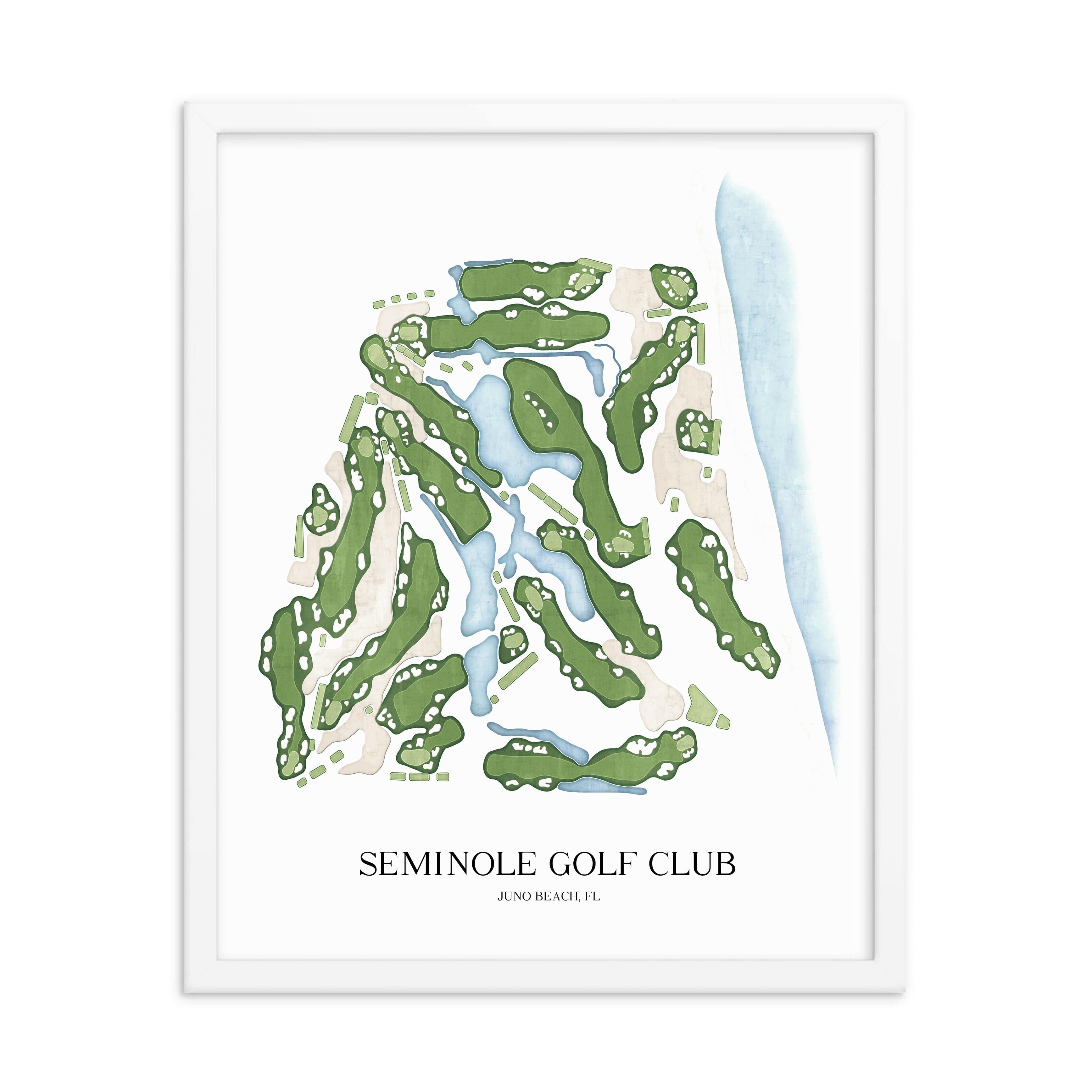 The 19th Hole Golf Shop - Golf Course Prints - Seminole Golf Club Golf Course Map Golf Map