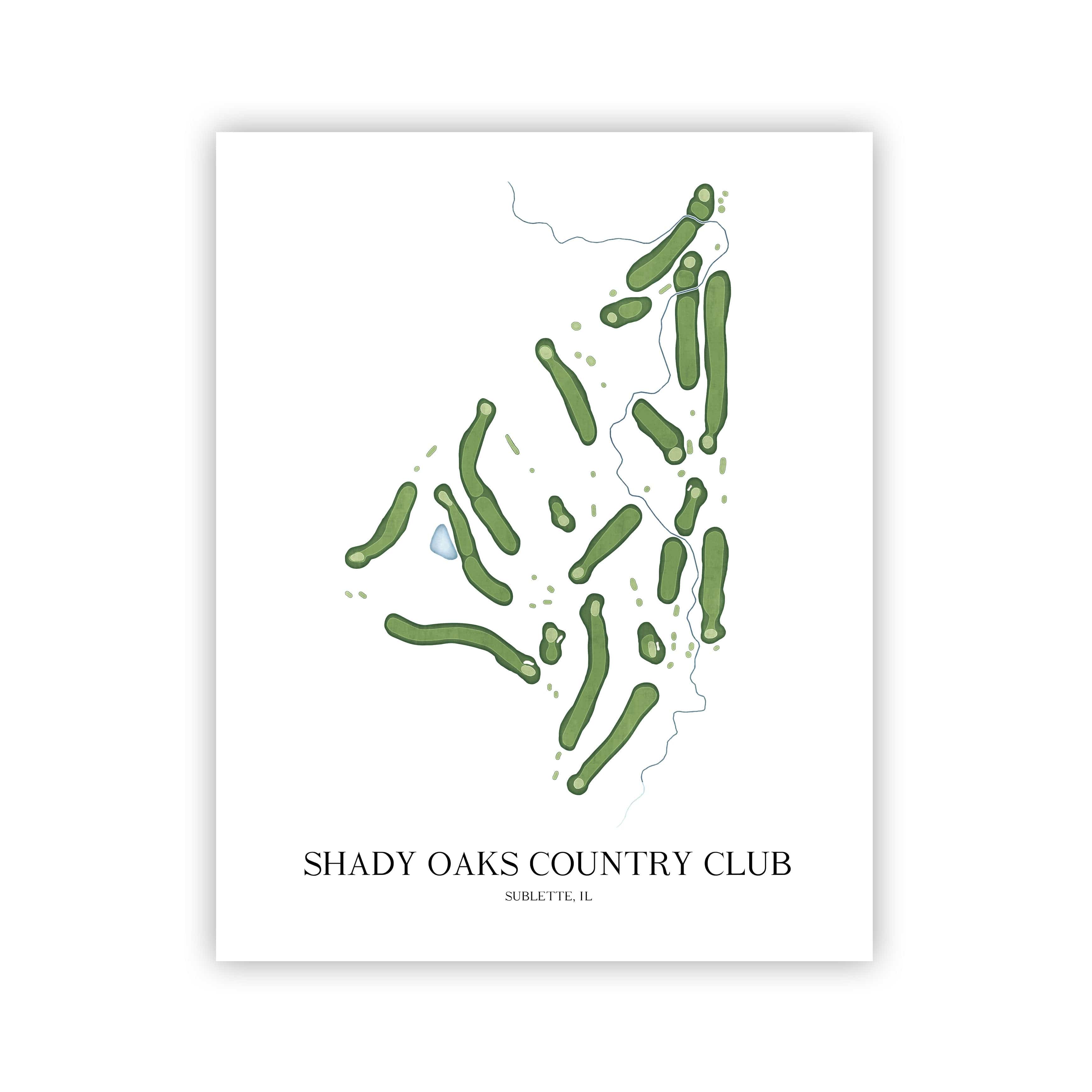 The 19th Hole Golf Shop - Golf Course Prints - Shady Oaks Country Club Golf Course Map Golf Map