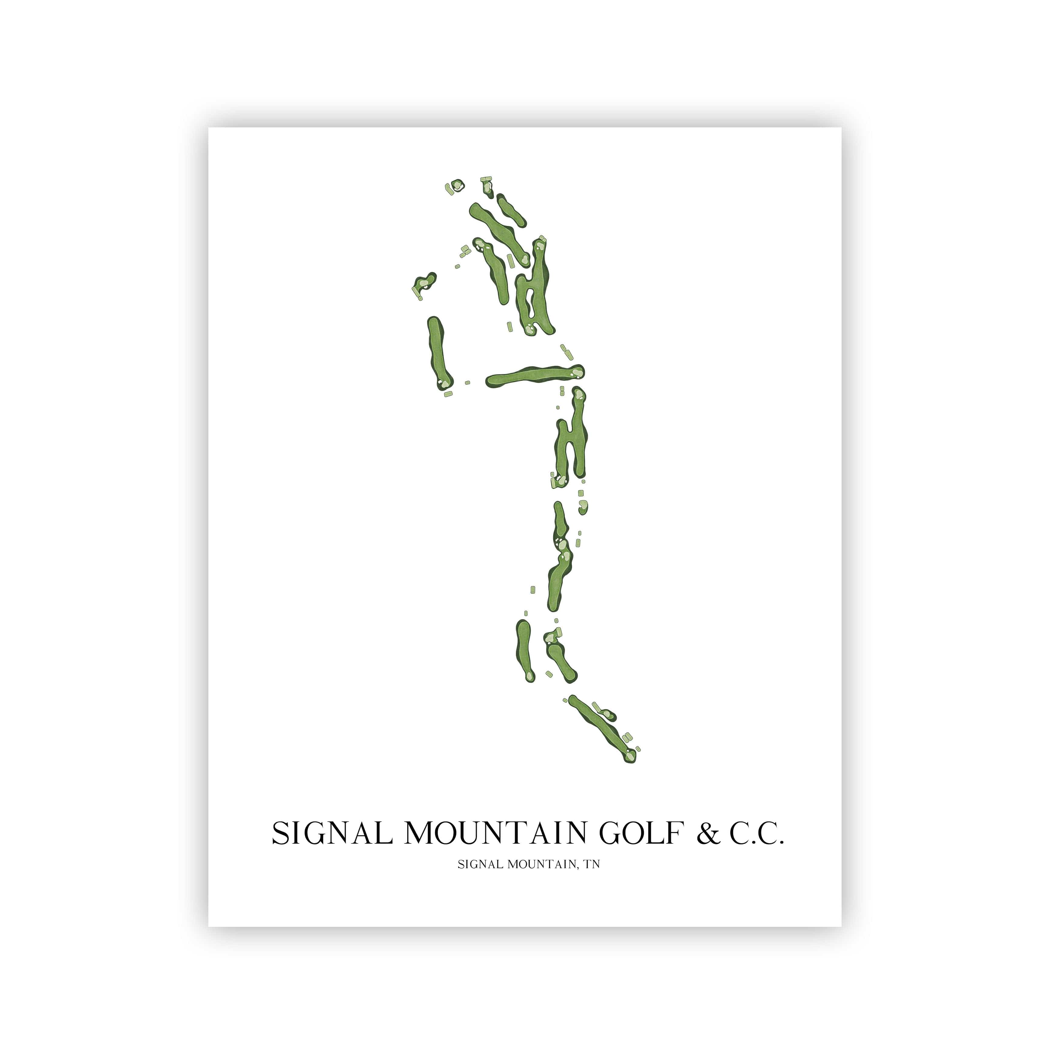 The 19th Hole Golf Shop - Golf Course Prints - Signal Mountain Golf and Country Club Golf Course Map Golf Map