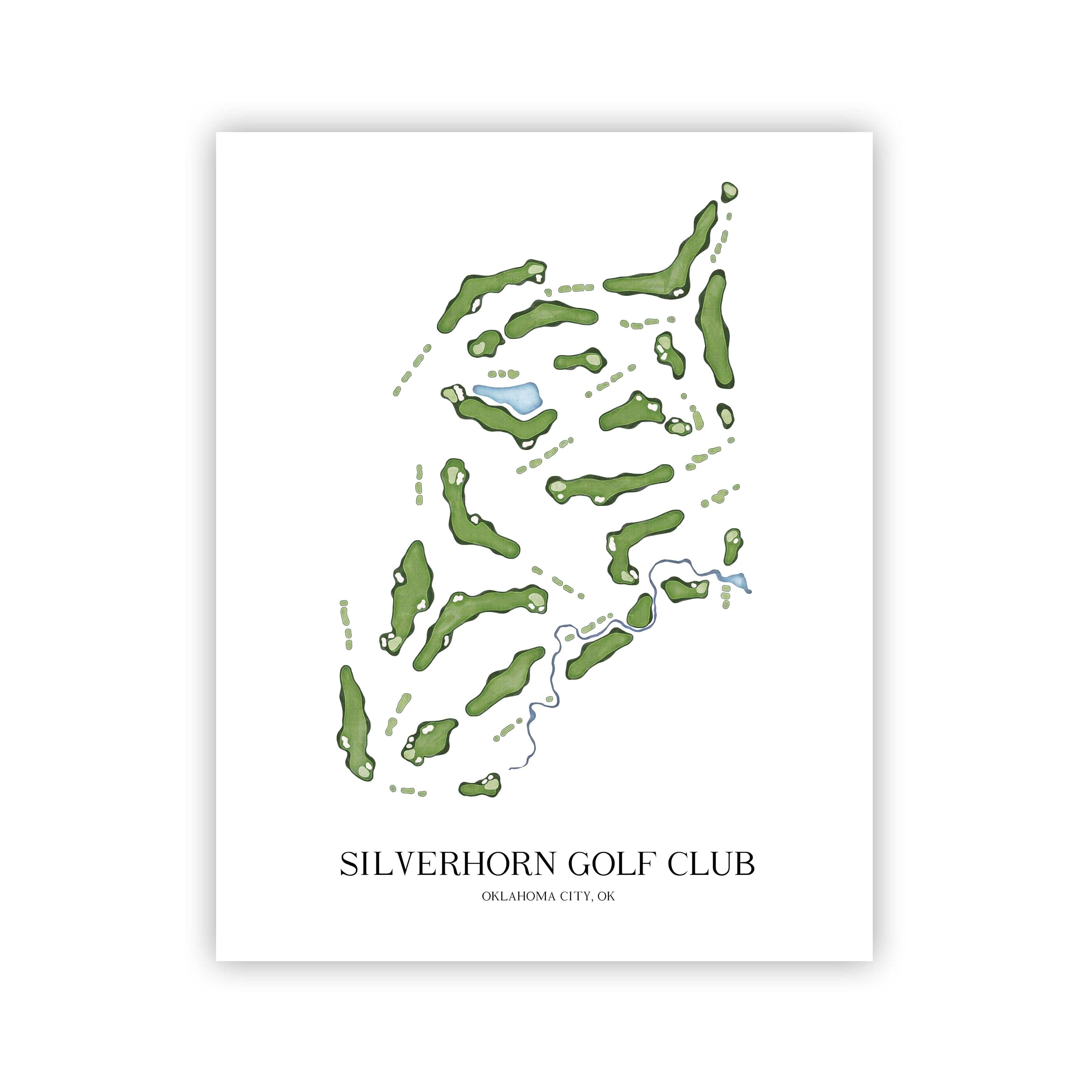 The 19th Hole Golf Shop - Golf Course Prints - Silverhorn Golf Club Golf Course Map Golf Map