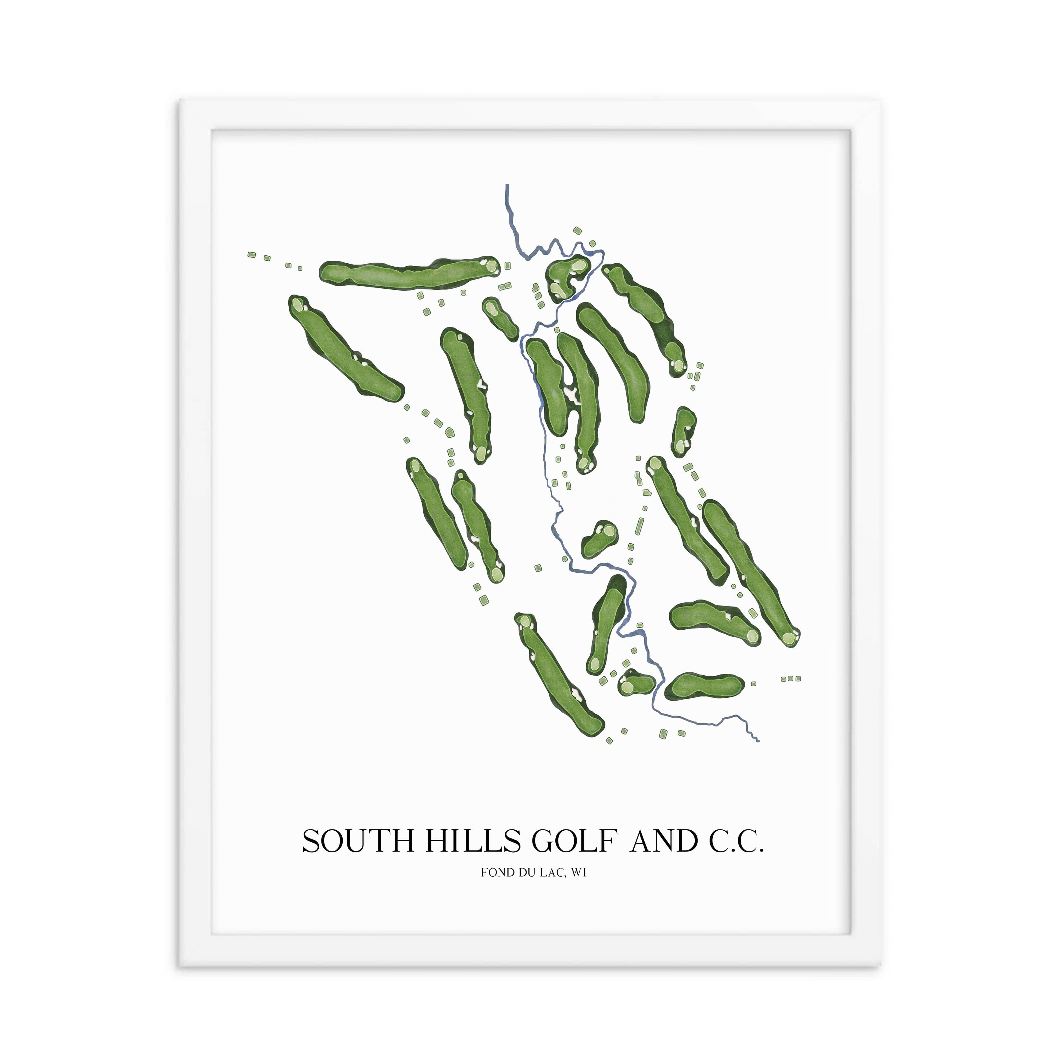The 19th Hole Golf Shop - Golf Course Prints - South Hills Golf and Country Club Golf Course Map Golf Map