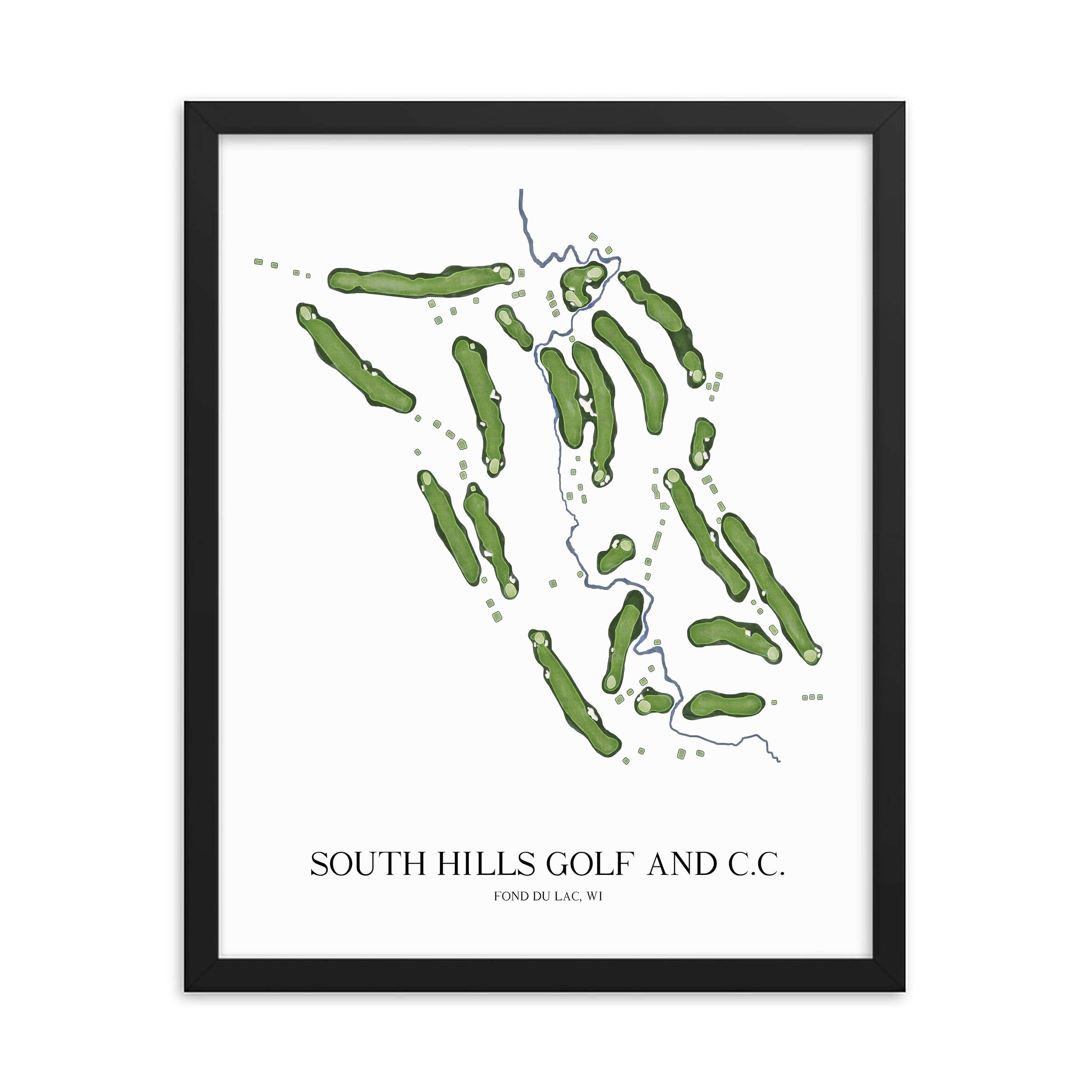 The 19th Hole Golf Shop - Golf Course Prints - South Hills Golf and Country Club Golf Course Map Golf Map
