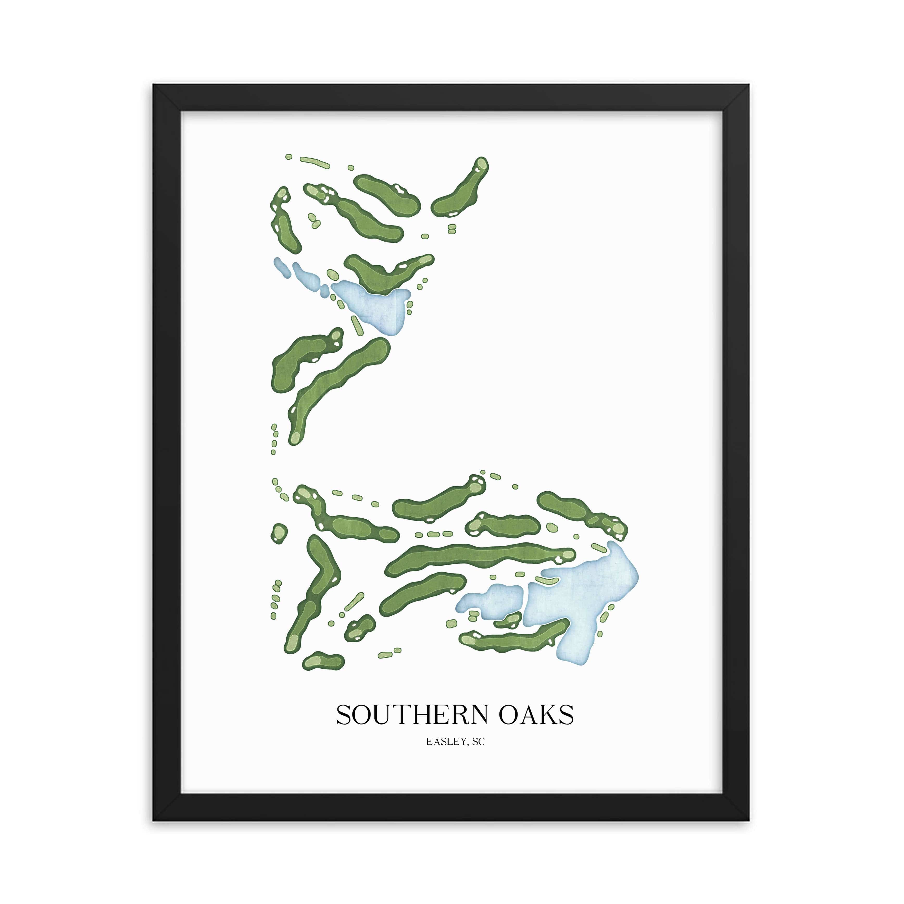 The 19th Hole Golf Shop - Golf Course Prints - Southern Oaks Golf Course Map Golf Map