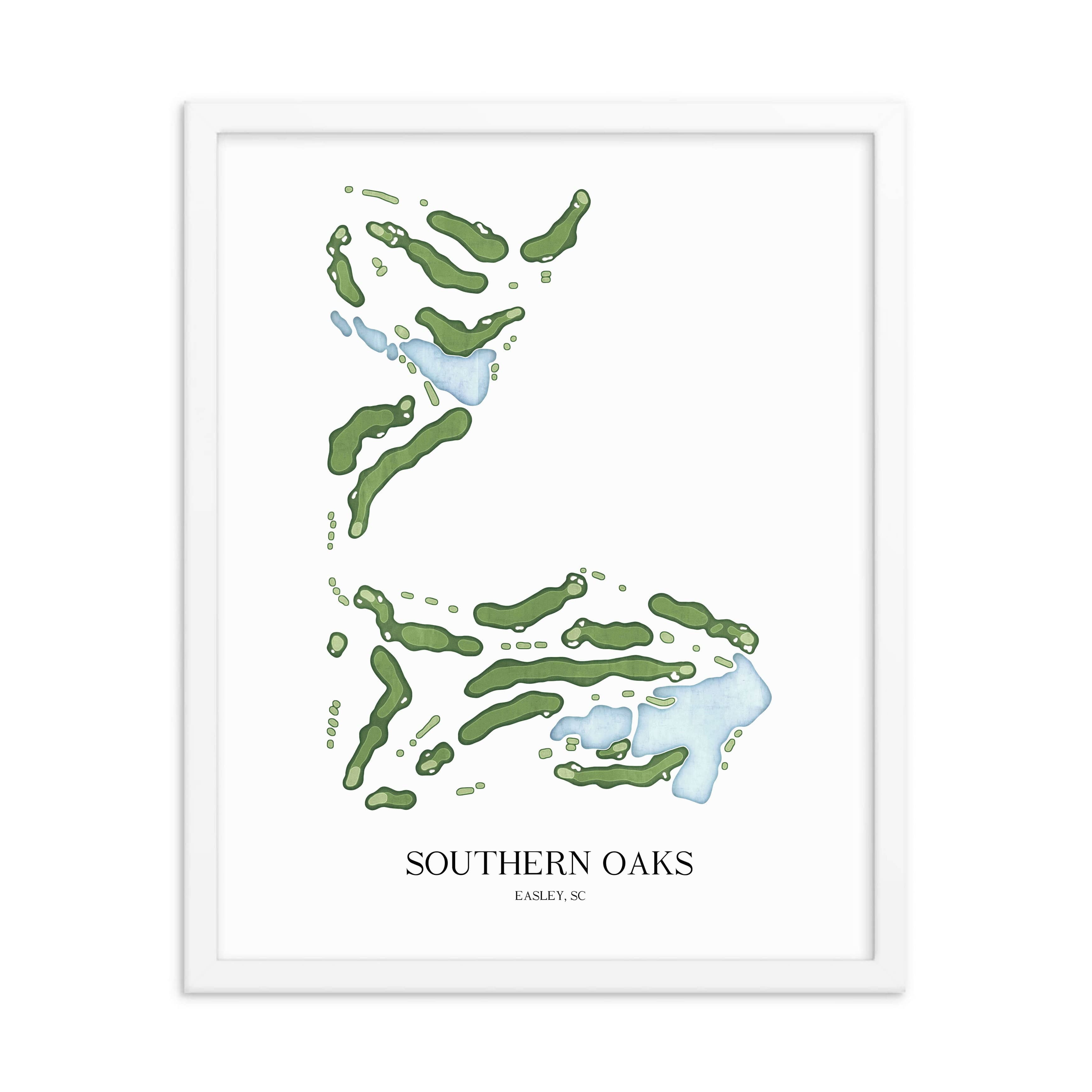The 19th Hole Golf Shop - Golf Course Prints - Southern Oaks Golf Course Map Golf Map