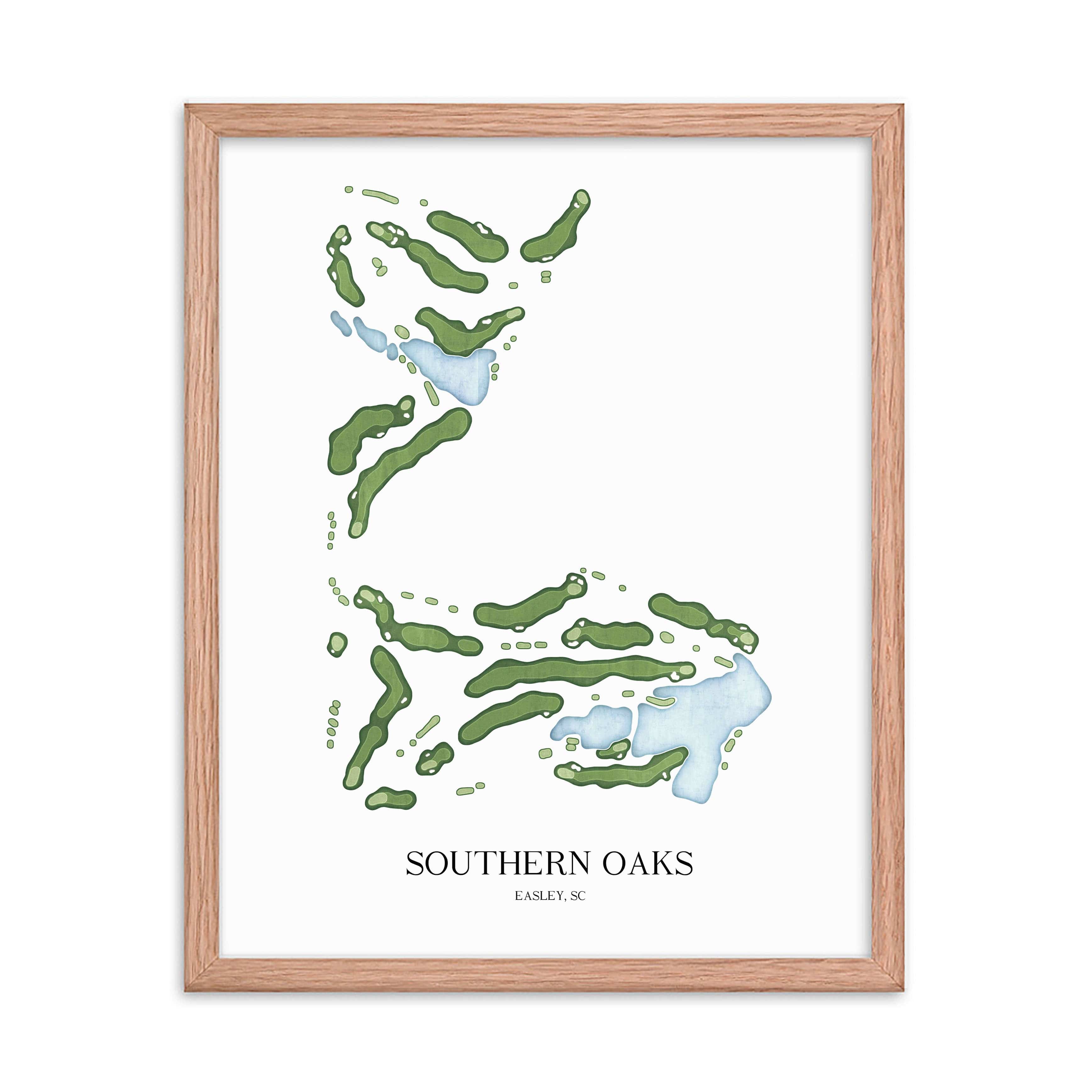 The 19th Hole Golf Shop - Golf Course Prints - Southern Oaks Golf Course Map Golf Map