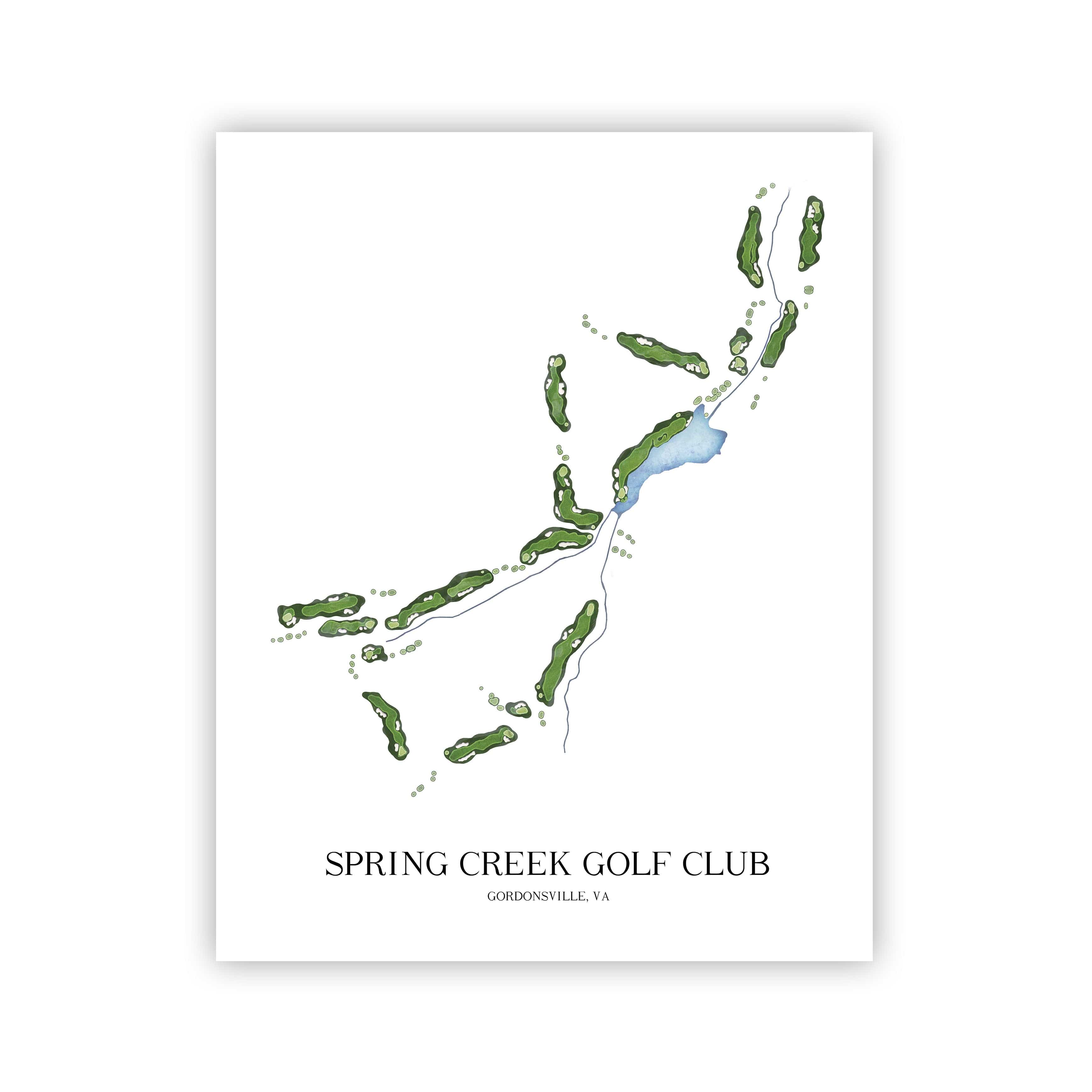 The 19th Hole Golf Shop - Golf Course Prints - Spring Creek Golf Club Golf Course Map Golf Map