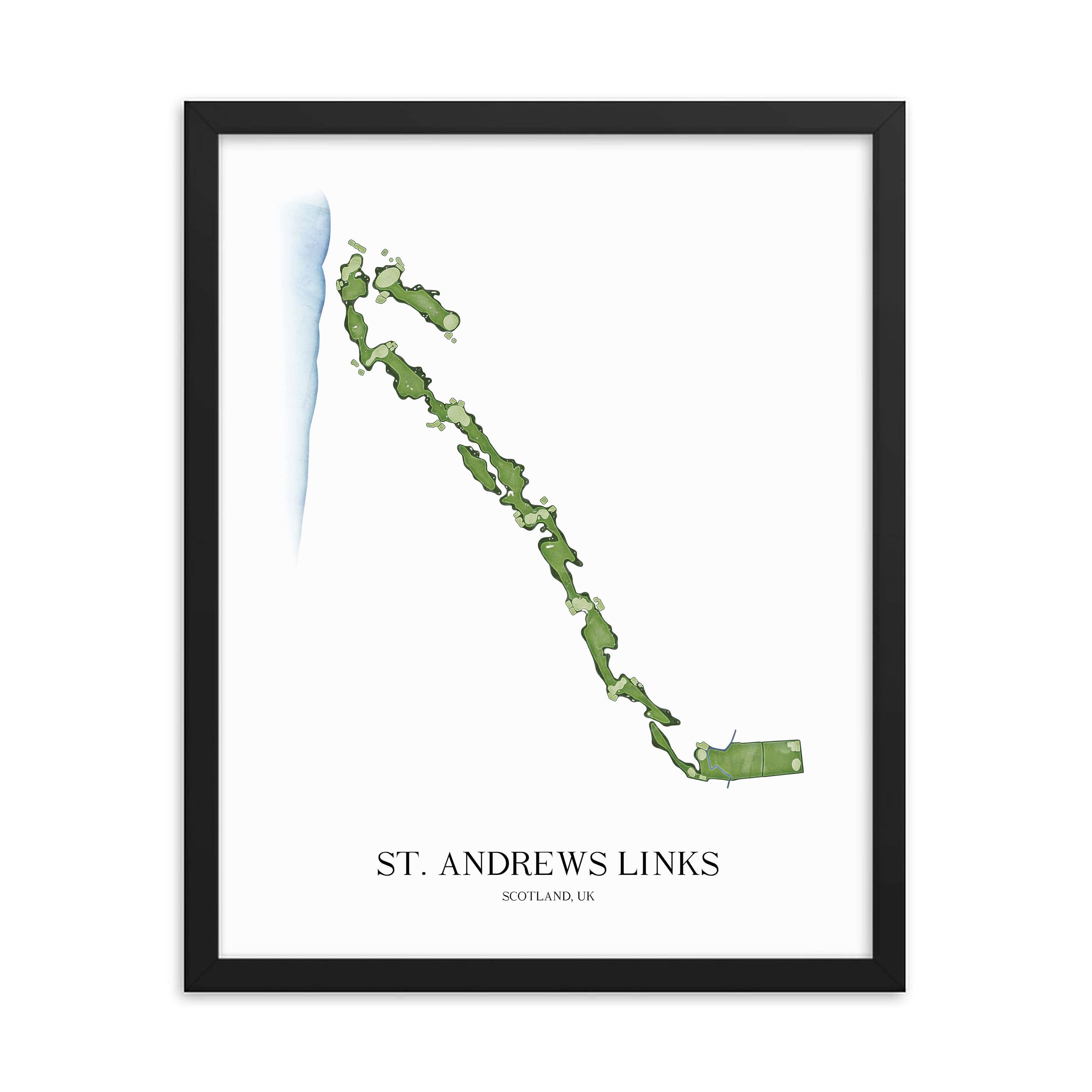 The 19th Hole Golf Shop - Golf Course Prints - St. Andrews Links - The Old Course Golf Course Map Golf Map
