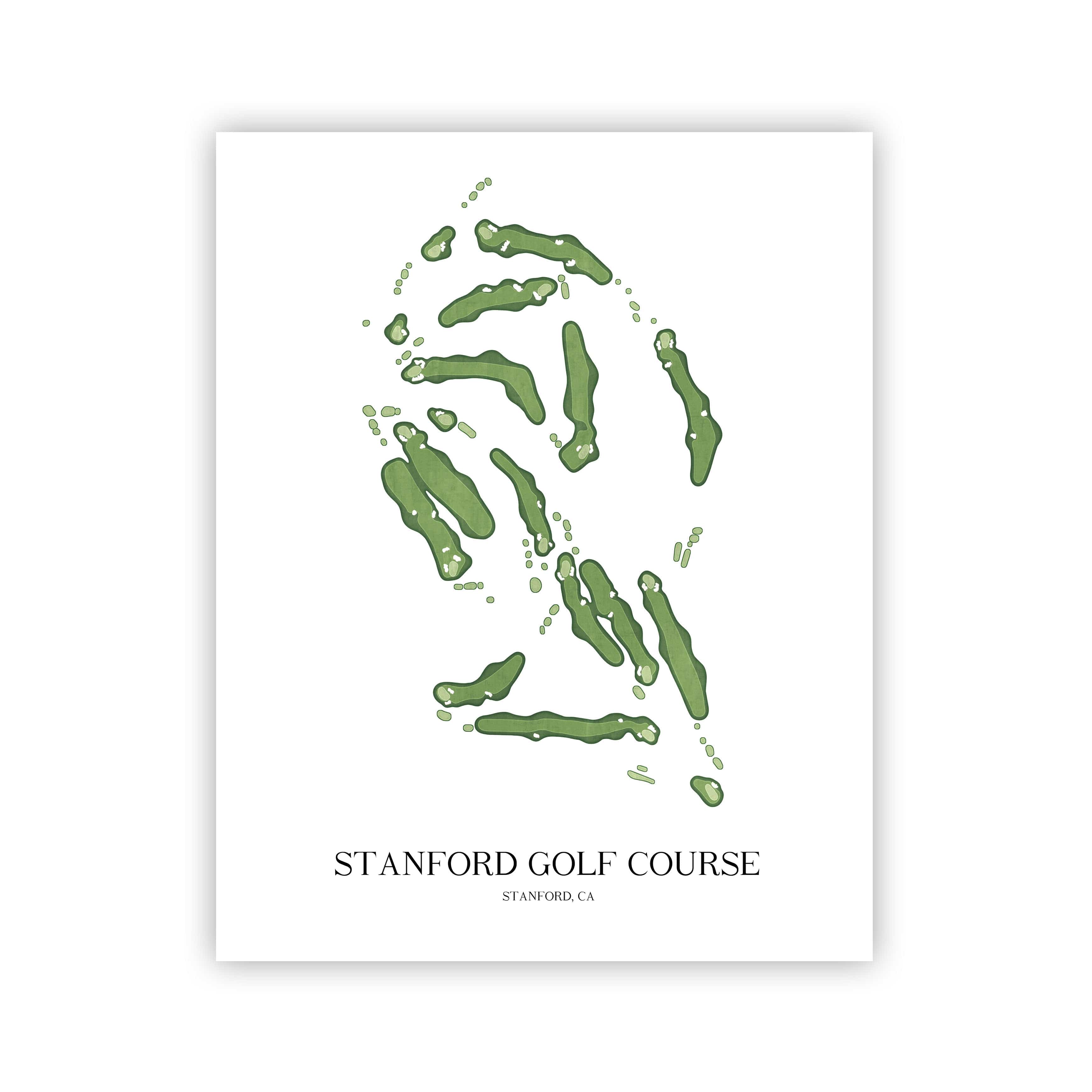 The 19th Hole Golf Shop - Golf Course Prints - Stanford Golf Course Golf Course Map Golf Map