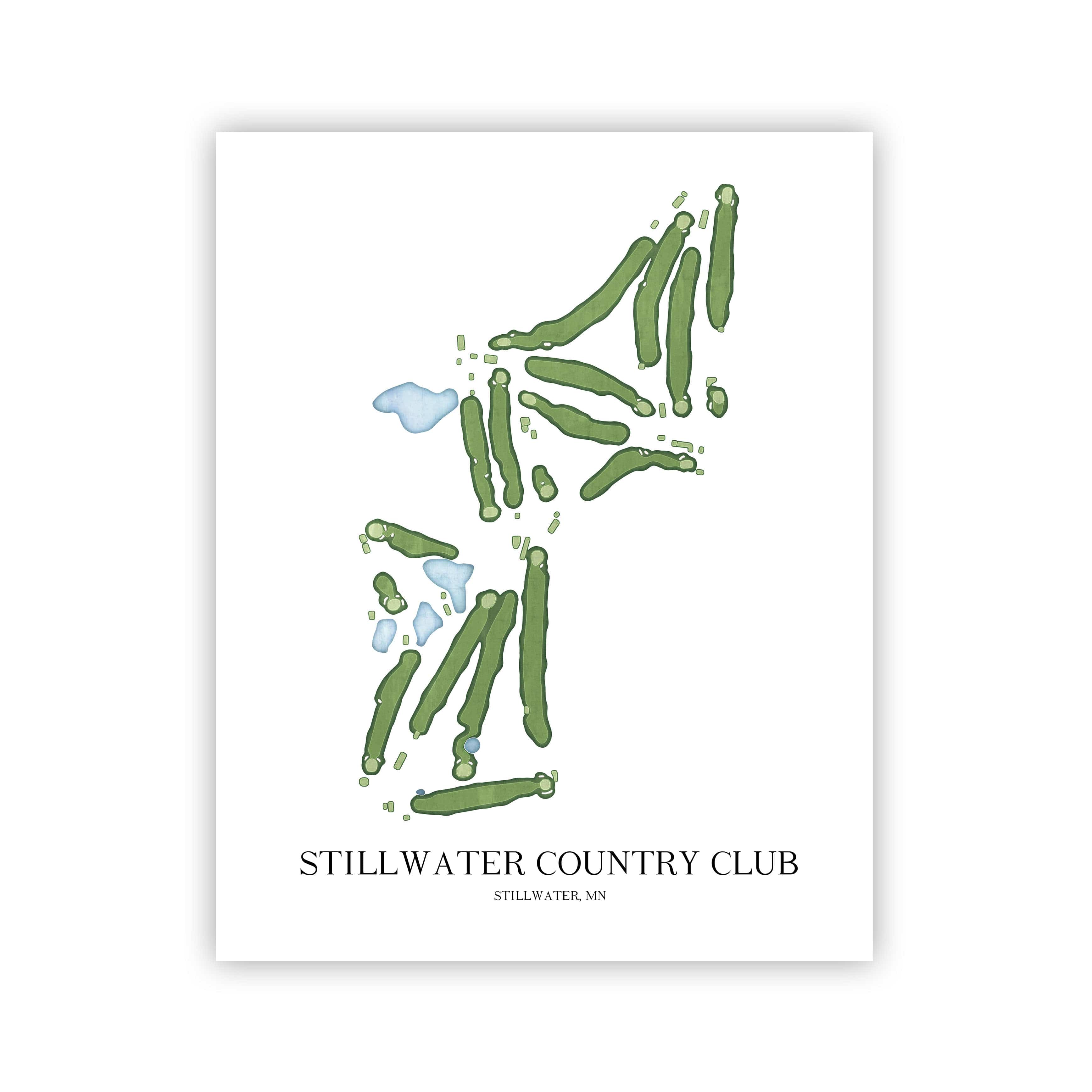The 19th Hole Golf Shop - Golf Course Prints - Stillwater Country Club Golf Course Map Golf Map