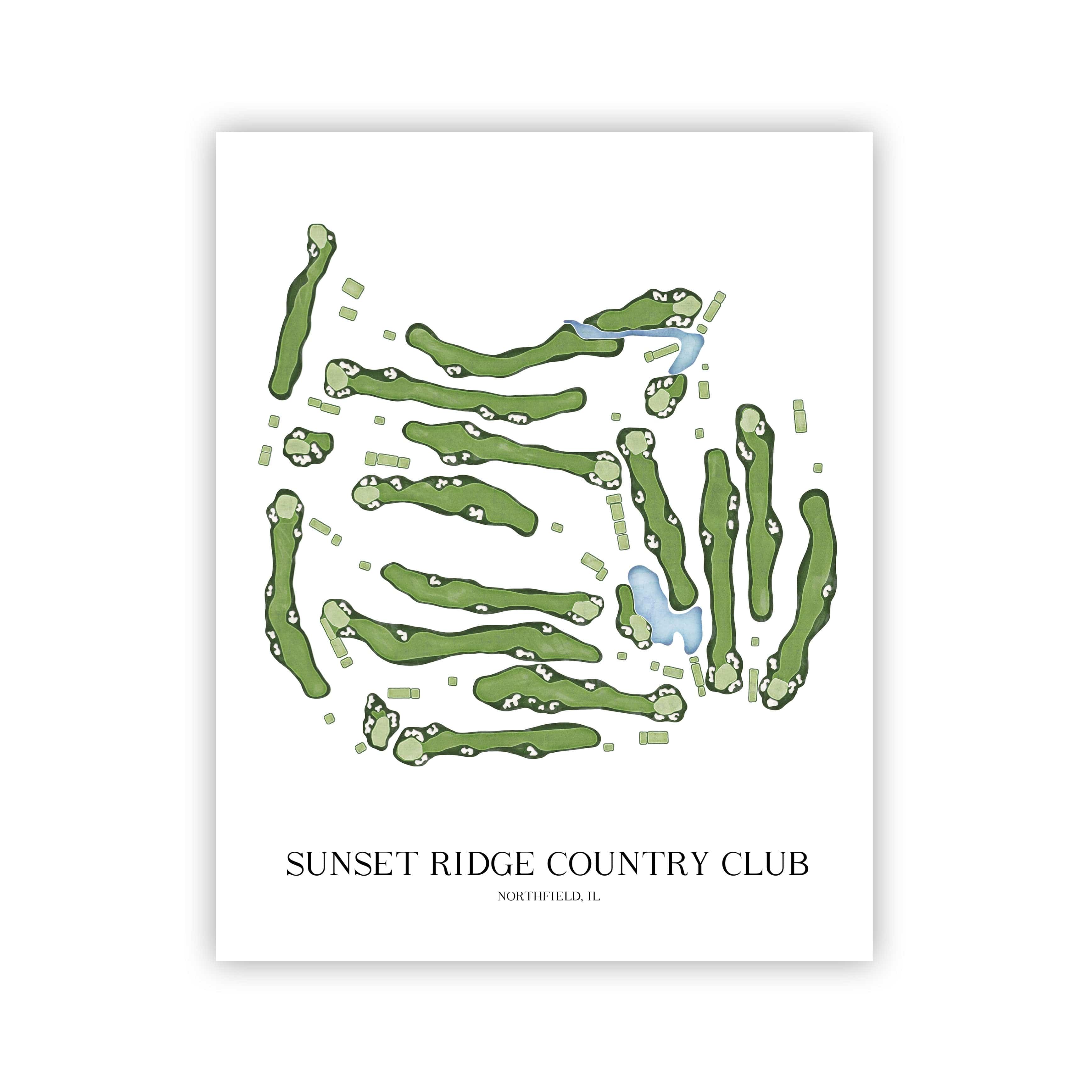 The 19th Hole Golf Shop - Golf Course Prints - Sunset Ridge Country Club Golf Course Map Golf Map