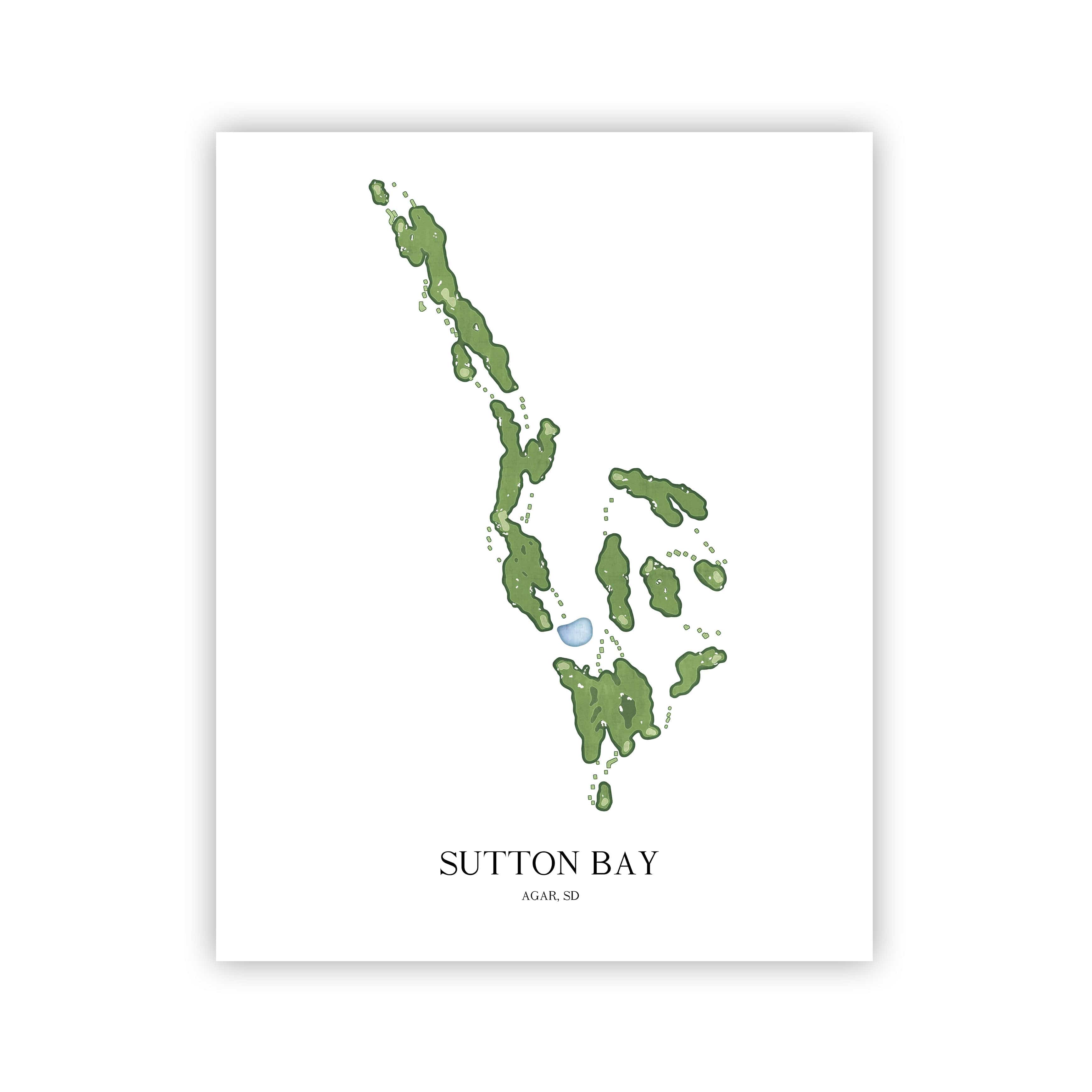 The 19th Hole Golf Shop - Golf Course Prints - Sutton Bay Golf Course Map Golf Map