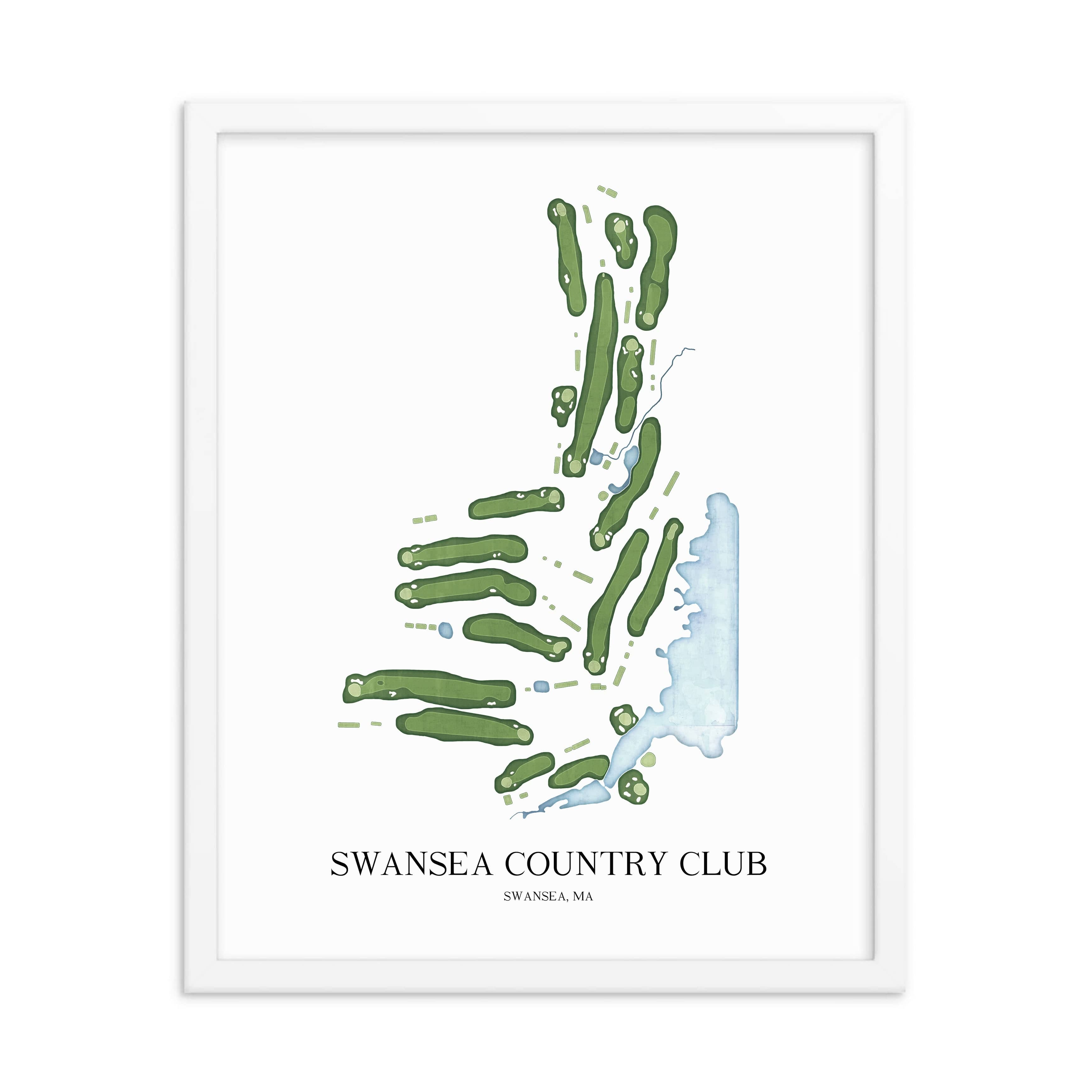 The 19th Hole Golf Shop - Golf Course Prints - Swansea Country Club Golf Course Map Golf Map