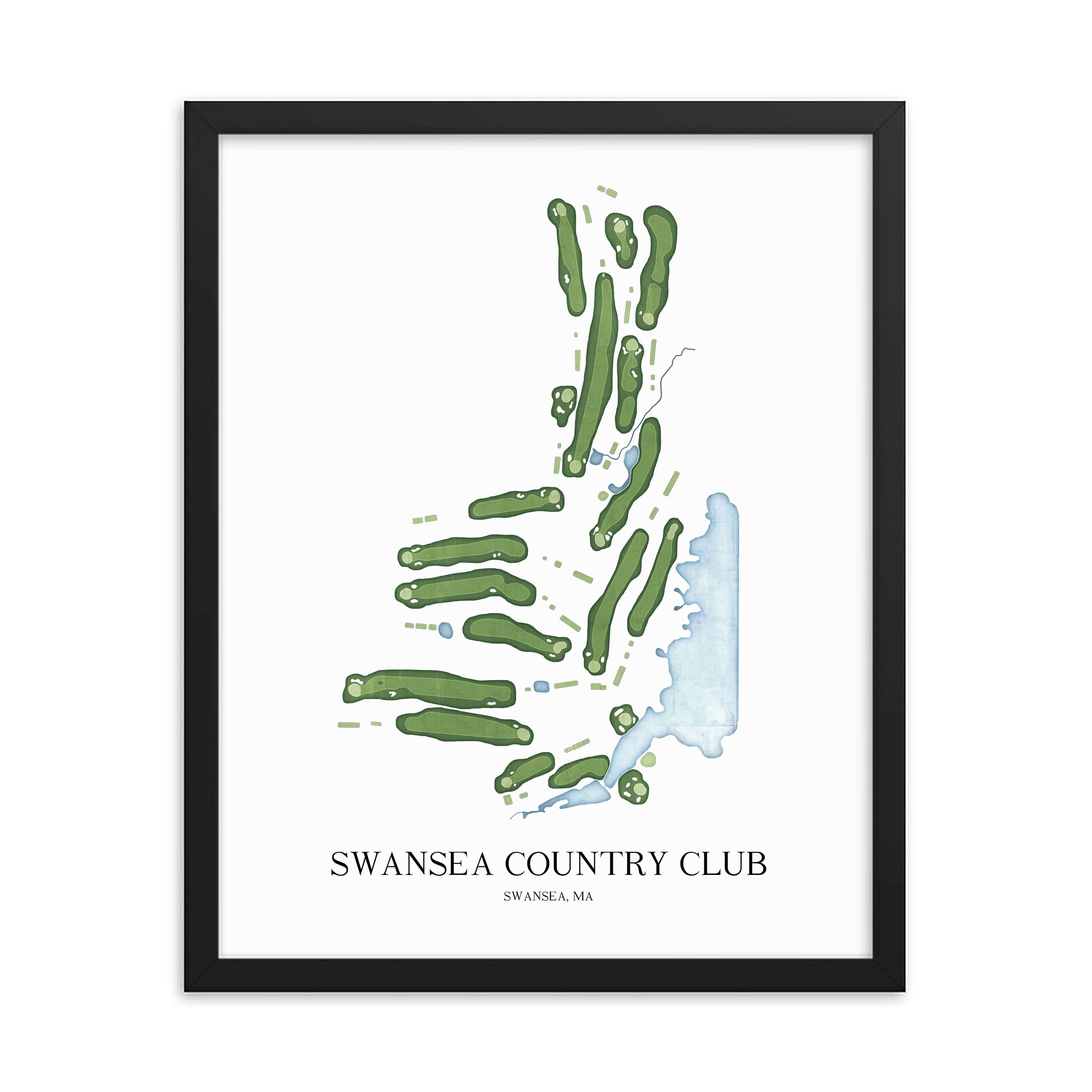 The 19th Hole Golf Shop - Golf Course Prints - Swansea Country Club Golf Course Map Golf Map