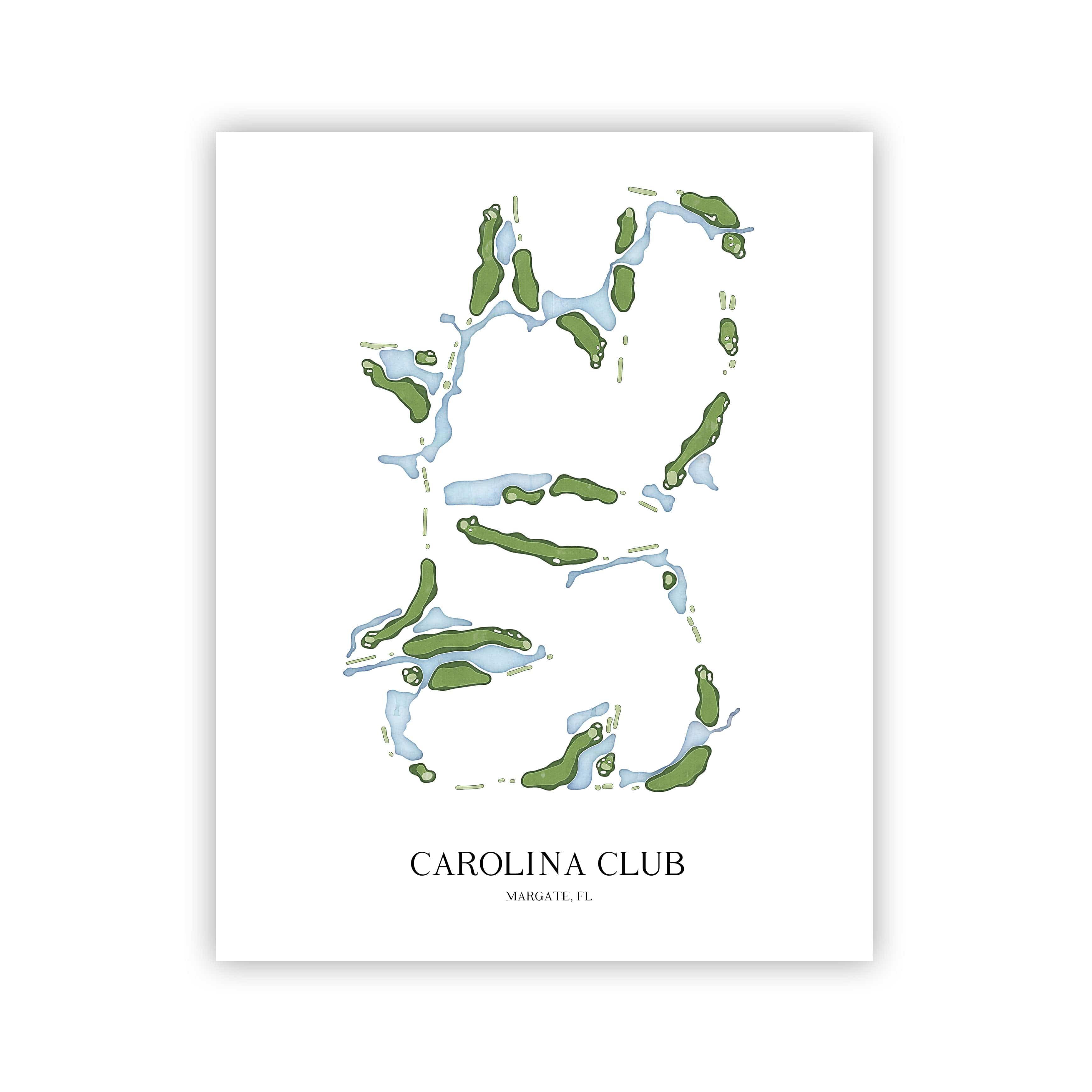The 19th Hole Golf Shop - Golf Course Prints - The Carolina Club Golf Course Map Golf Map