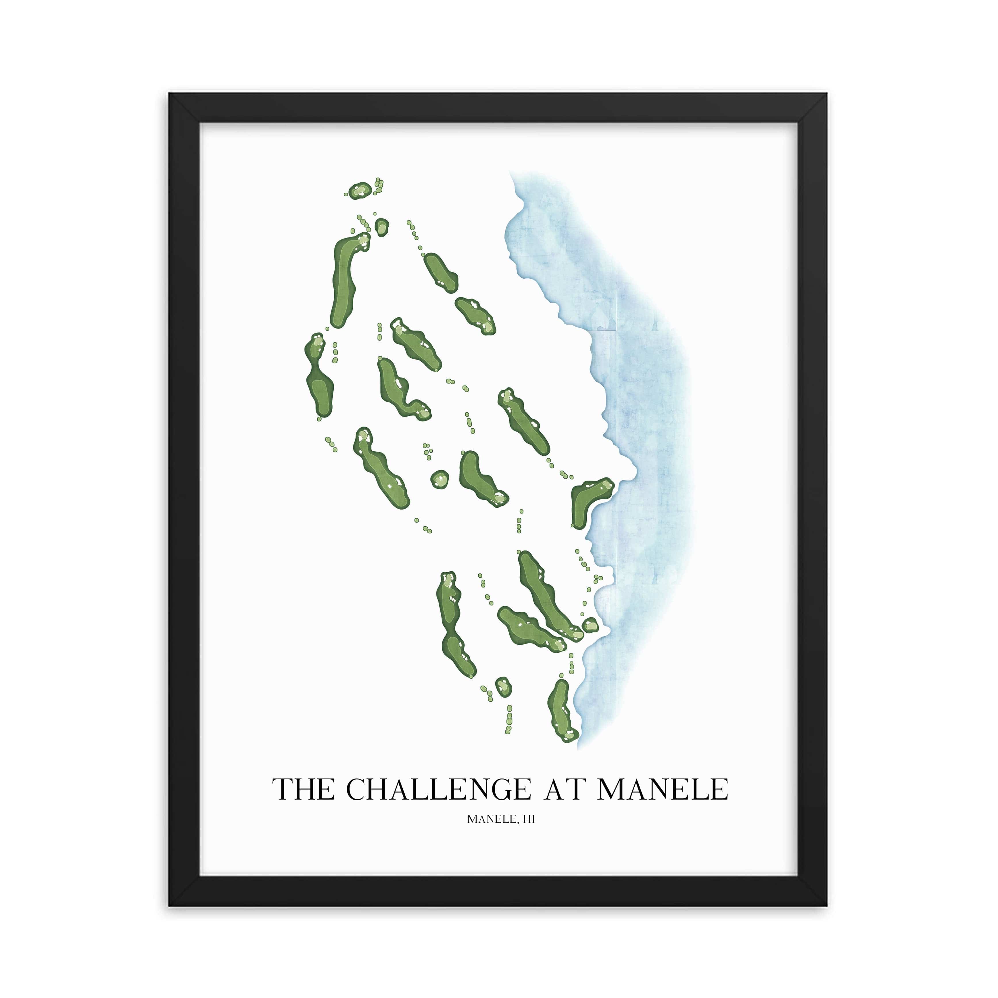 The 19th Hole Golf Shop - Golf Course Prints - The Challenge at Manele Golf Course Map Golf Map