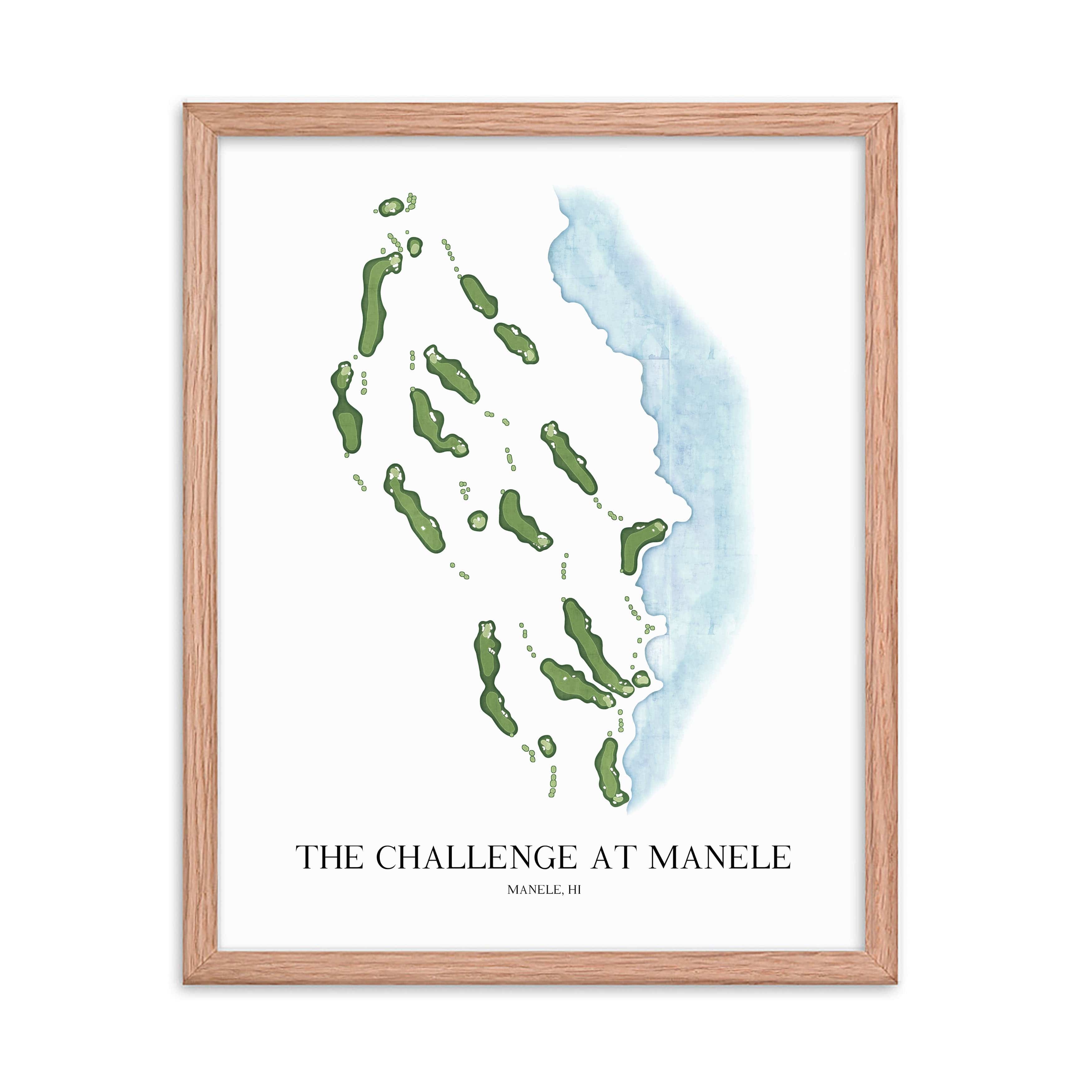 The 19th Hole Golf Shop - Golf Course Prints - The Challenge at Manele Golf Course Map Golf Map