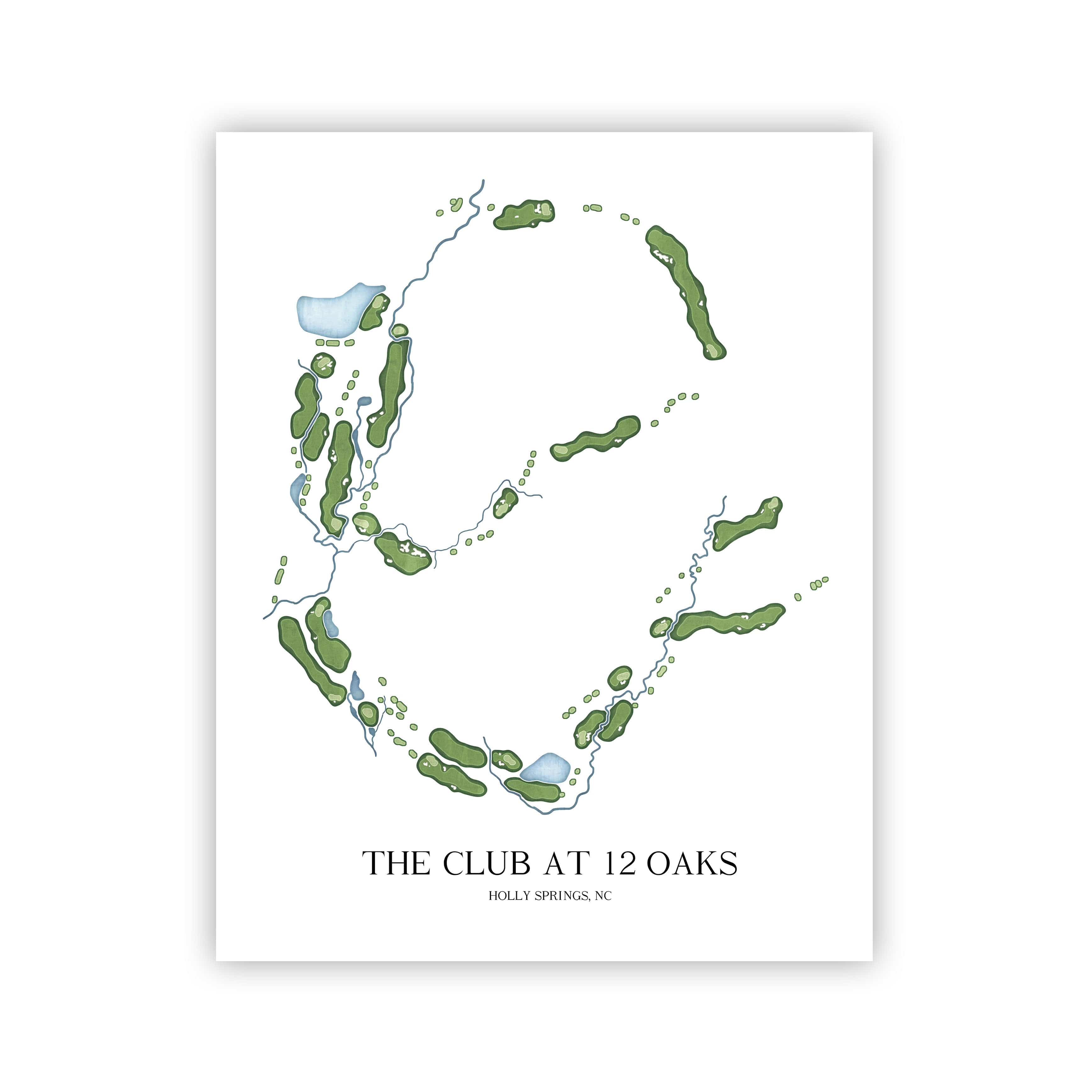 The 19th Hole Golf Shop - Golf Course Prints - The Club at 12 Oaks Golf Course Map Golf Map