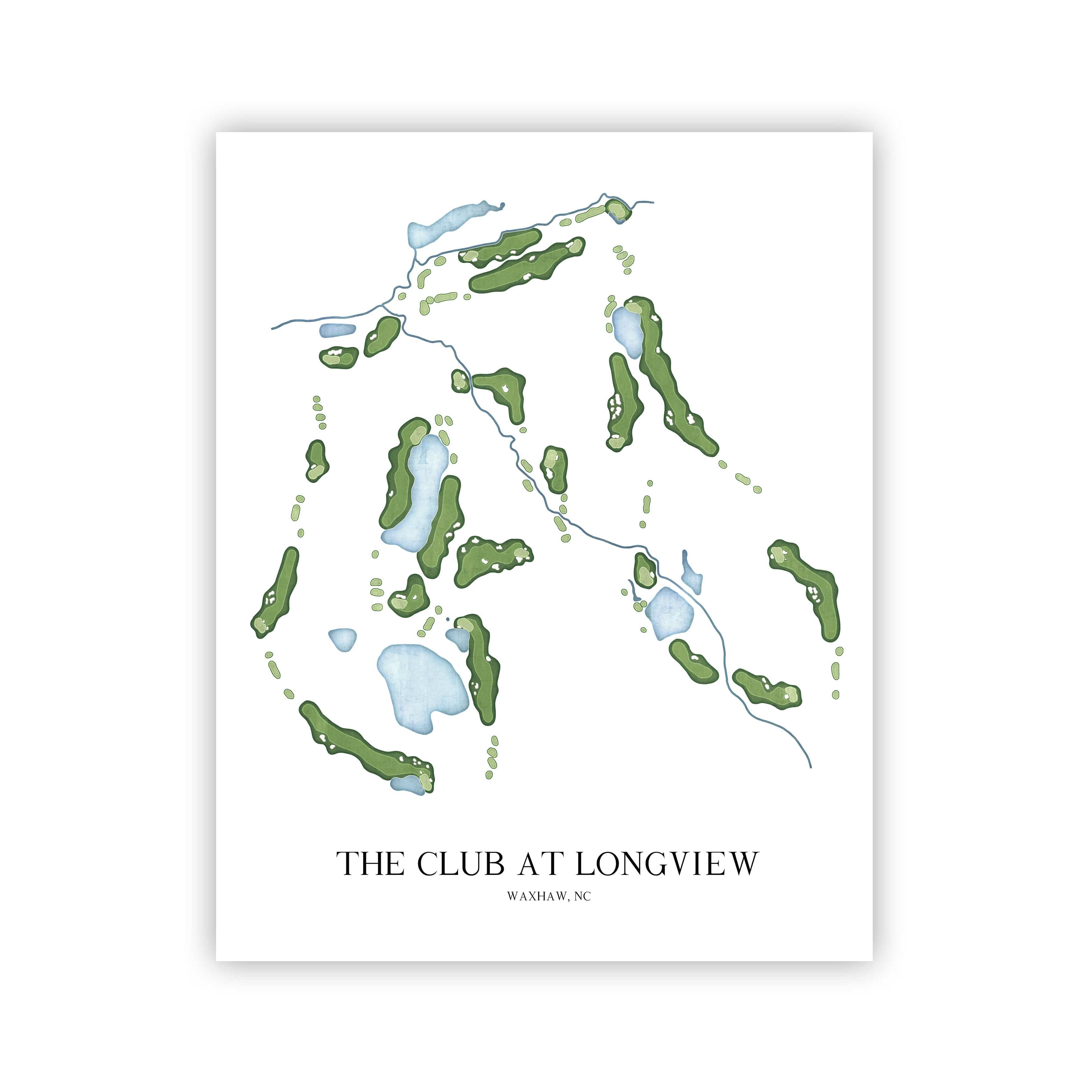 The 19th Hole Golf Shop - Golf Course Prints - The Club at Longview Golf Course Map Golf Map