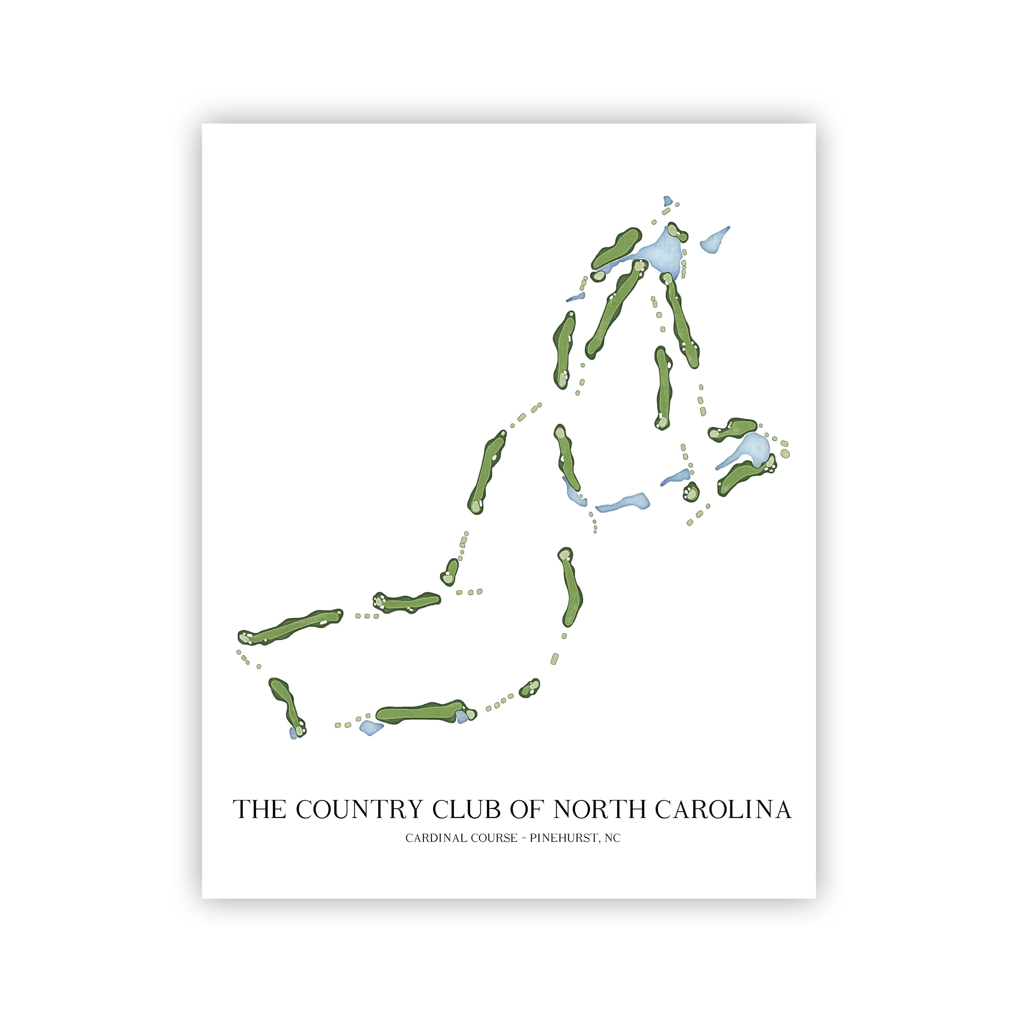 The 19th Hole Golf Shop - Golf Course Prints - The Country Club of North Carolina - Cardinal Golf Course Map Golf Map