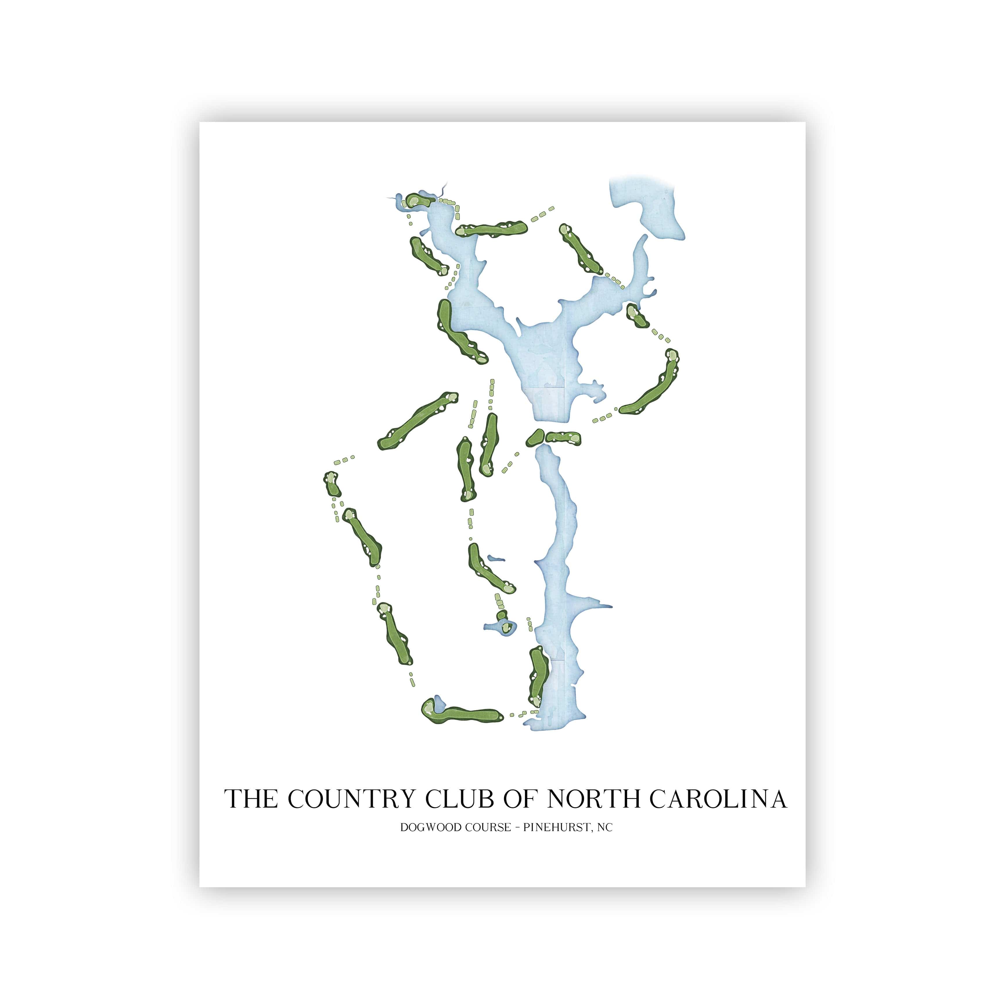 The 19th Hole Golf Shop - Golf Course Prints - The Country Club of North Carolina - Dogwood Golf Course Map Golf Map