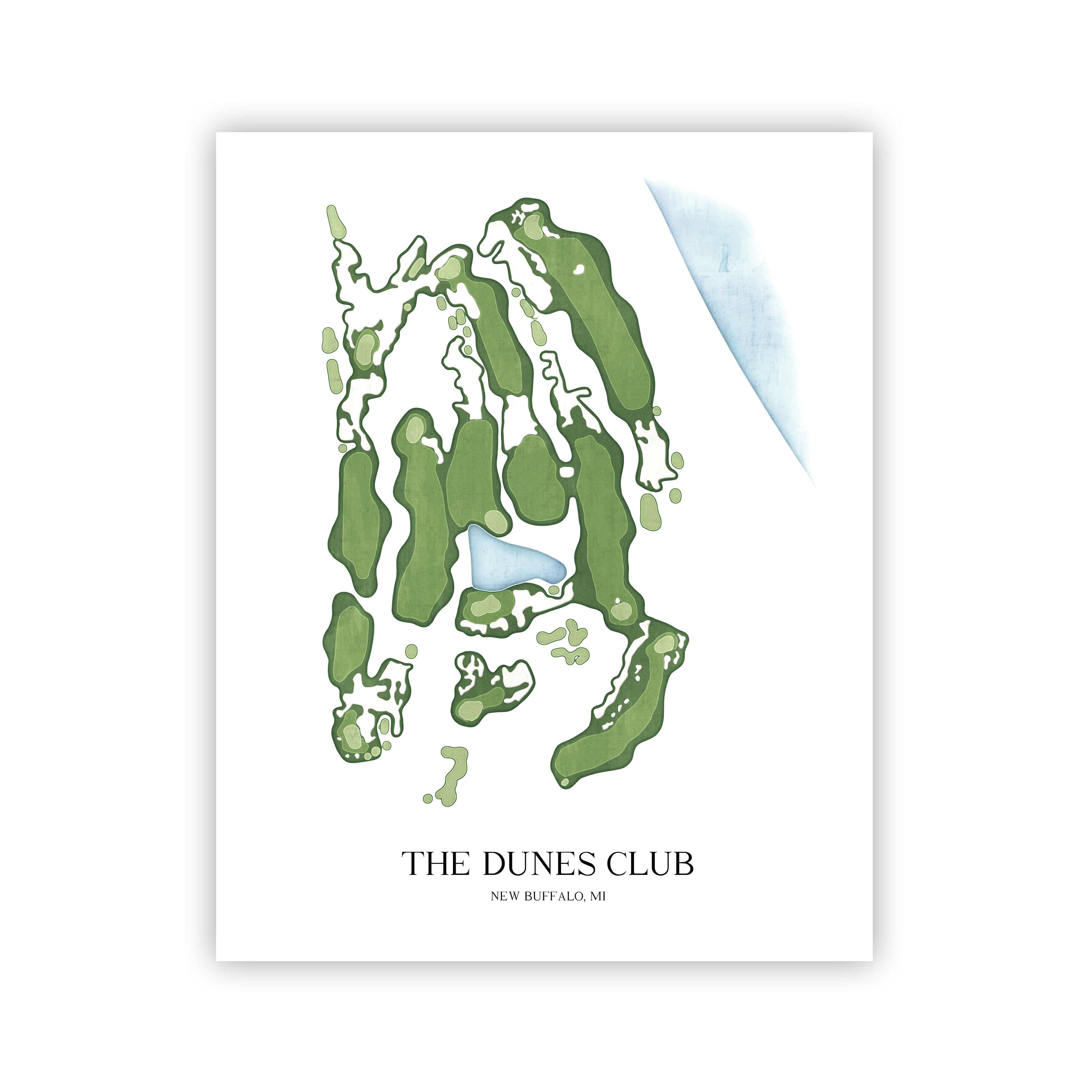 The 19th Hole Golf Shop - Golf Course Prints - The Dunes Club Golf Course Map Golf Map
