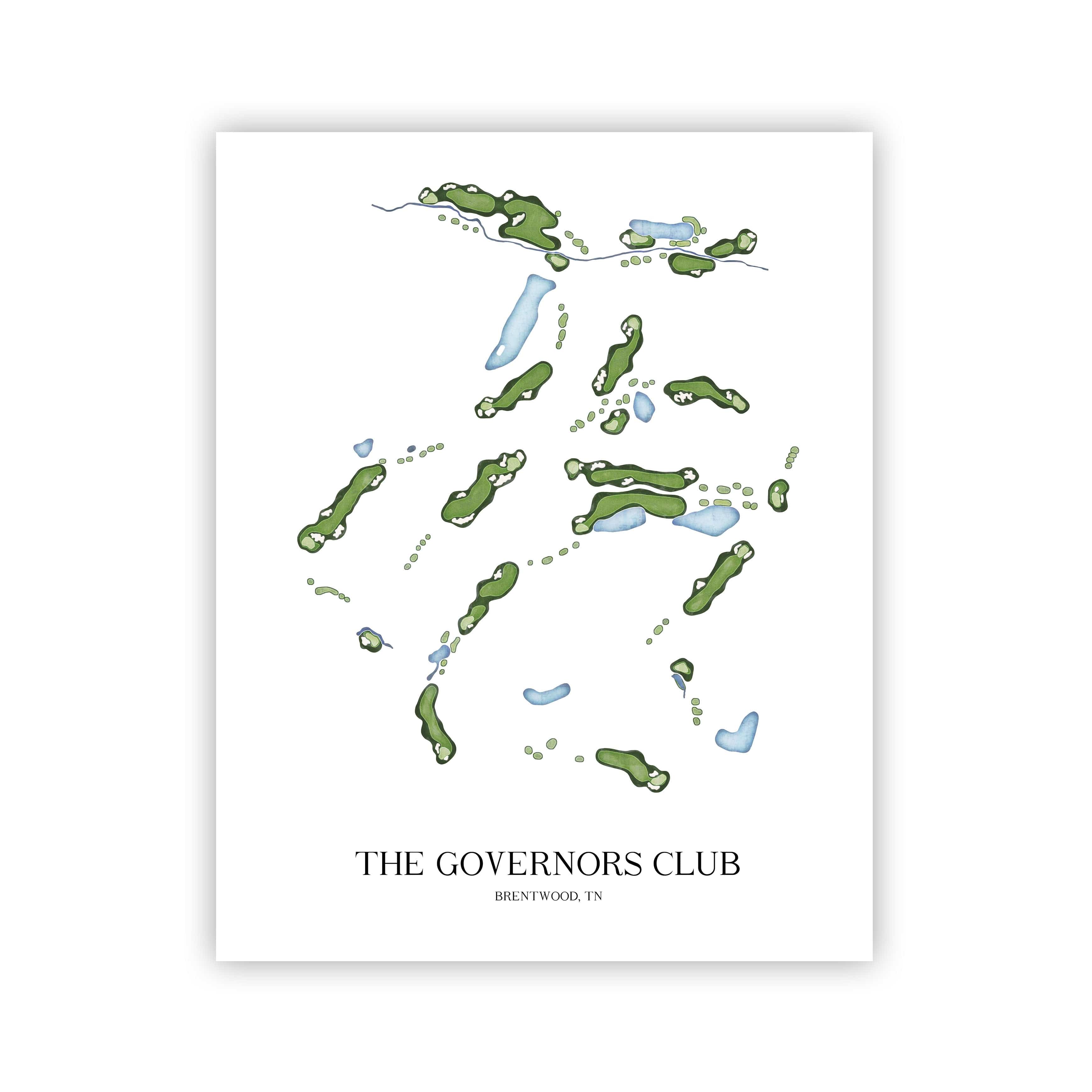 The 19th Hole Golf Shop - Golf Course Prints - The Governors Club Golf Course Map Golf Map