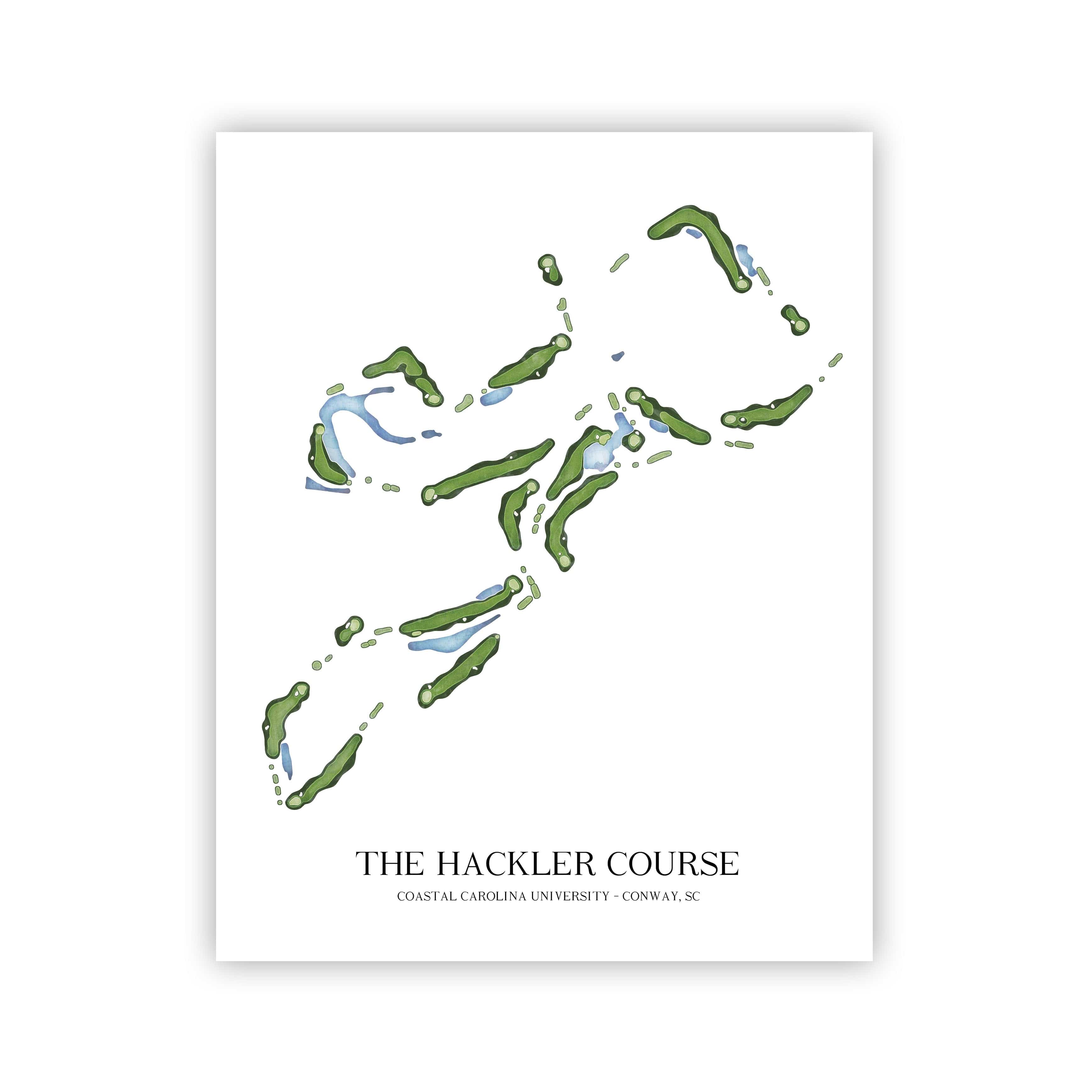 The 19th Hole Golf Shop - Golf Course Prints - The Hackler Course Golf Course Map Golf Map