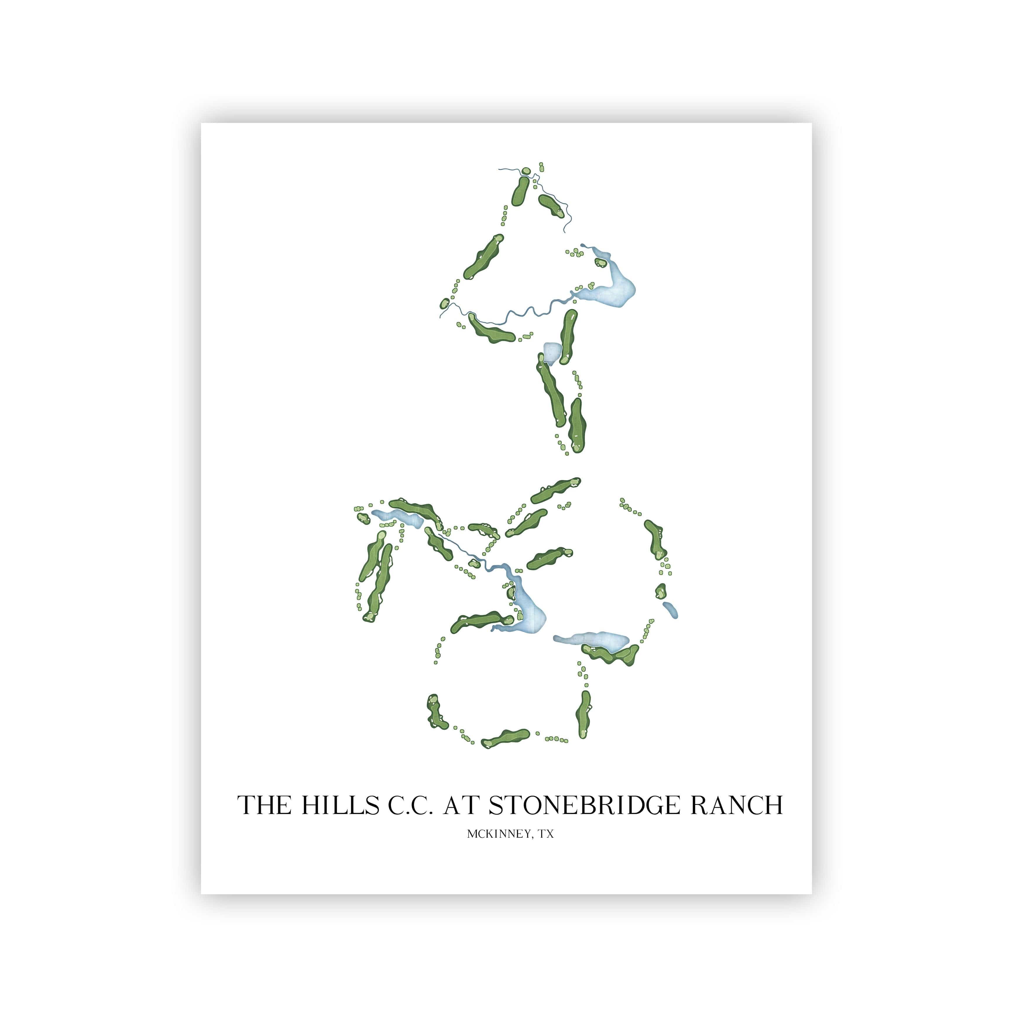 The 19th Hole Golf Shop - Golf Course Prints - The Hills Country Club at Stonebridge Ranch Golf Course Map Golf Map