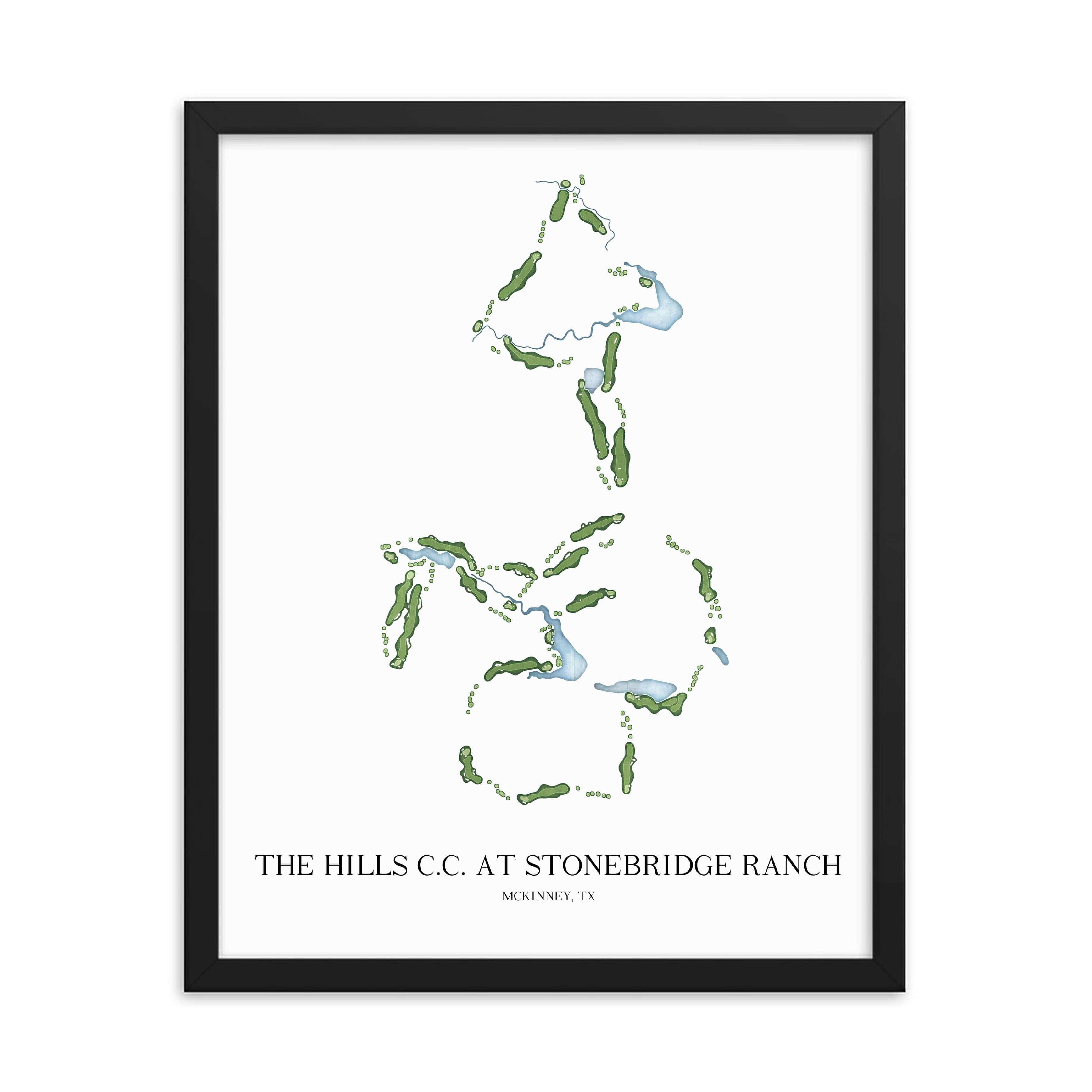 The 19th Hole Golf Shop - Golf Course Prints - The Hills Country Club at Stonebridge Ranch Golf Course Map Golf Map
