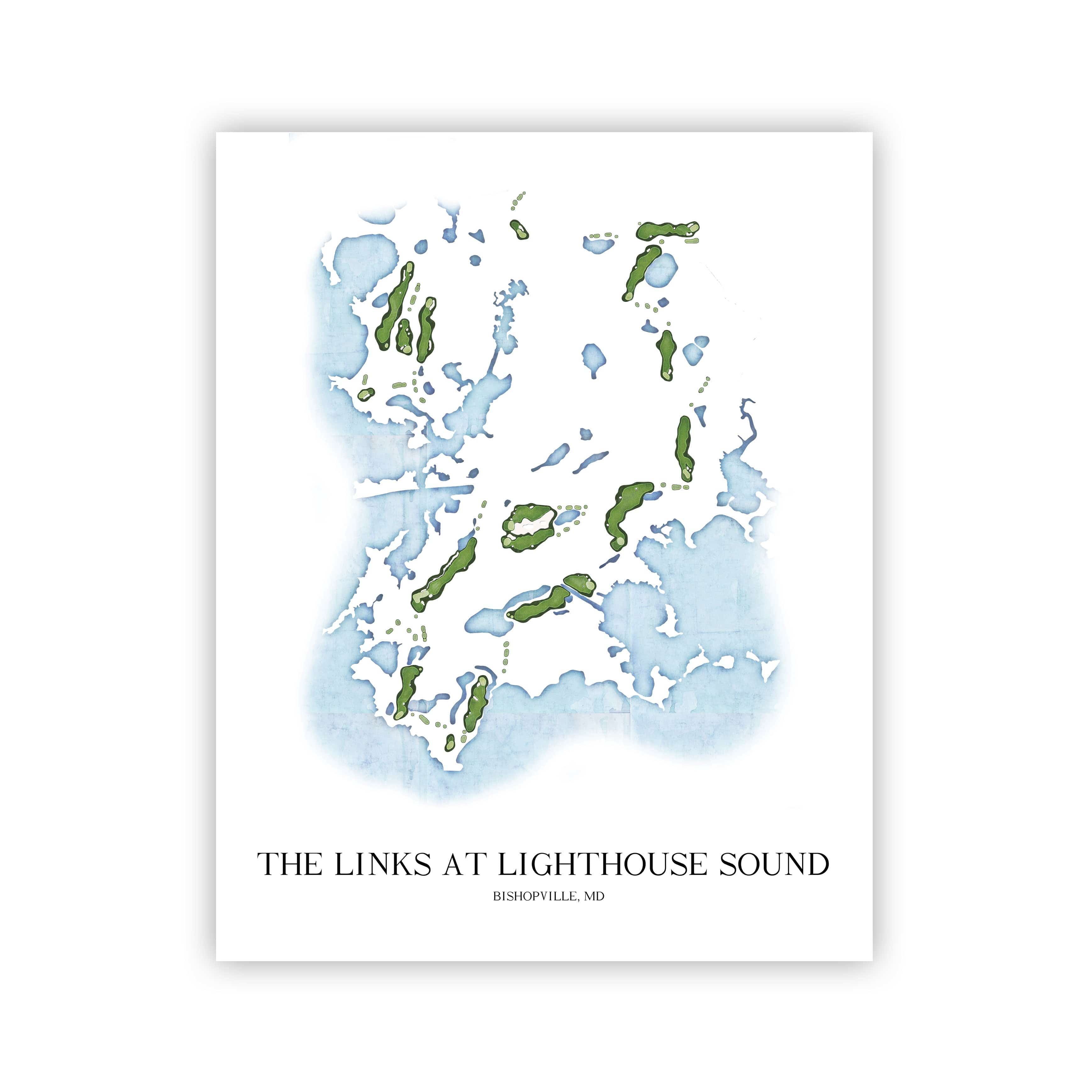The 19th Hole Golf Shop - Golf Course Prints - The Links at Lighthouse Sound Golf Course Map Golf Map