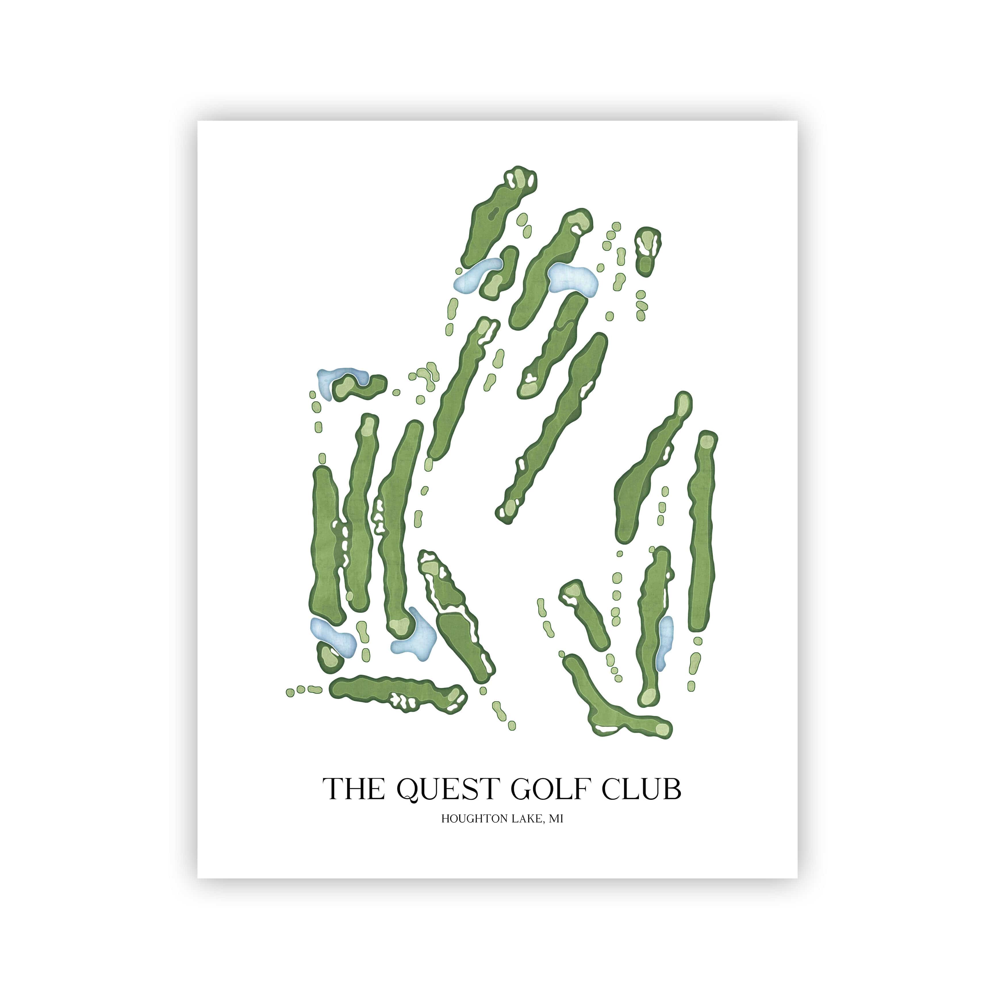 The 19th Hole Golf Shop - Golf Course Prints - The Quest Golf Club Golf Course Map Golf Map